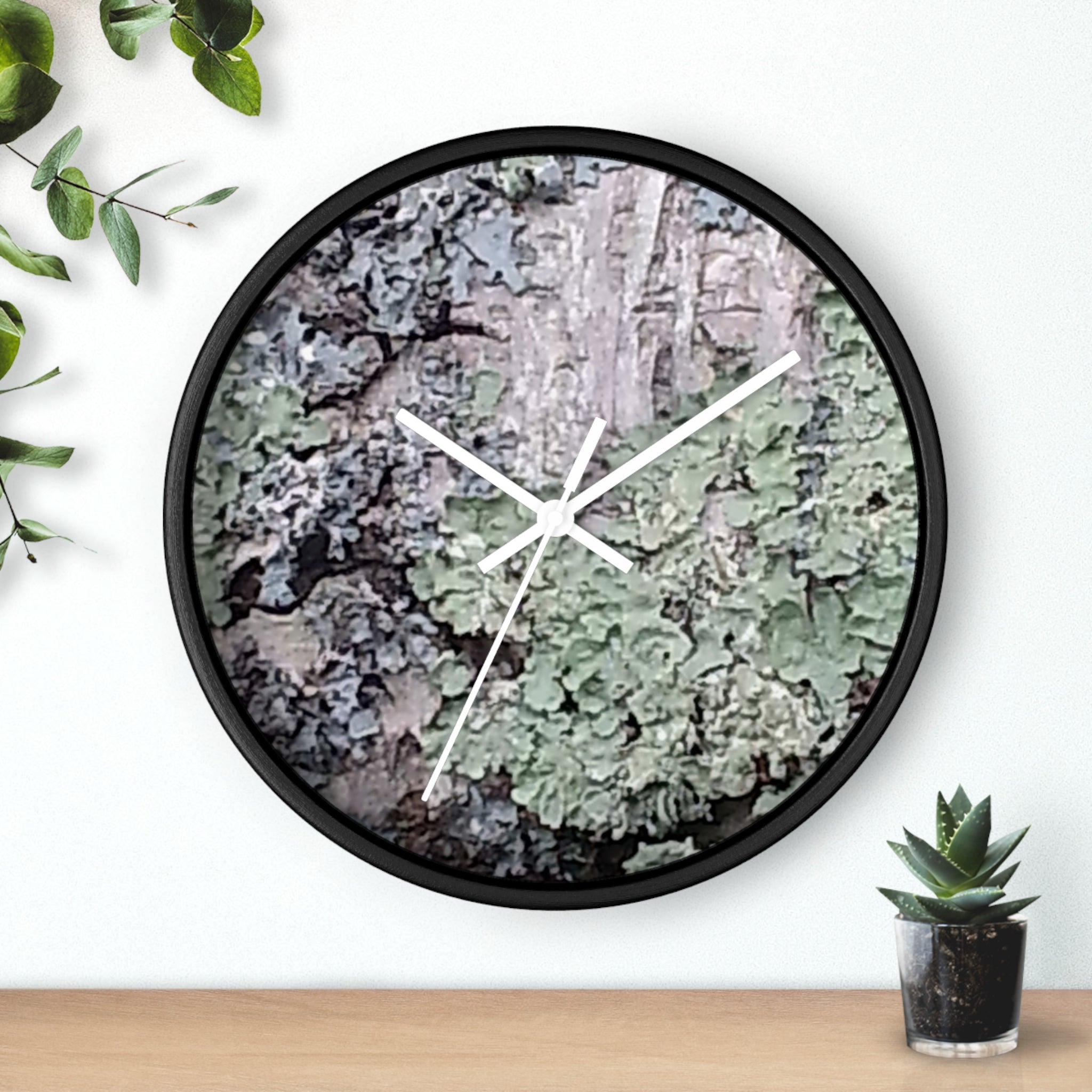 Symbiotic Veneer | Intricate Lichen Growth Silent Wall Clock | The Rooted Collection