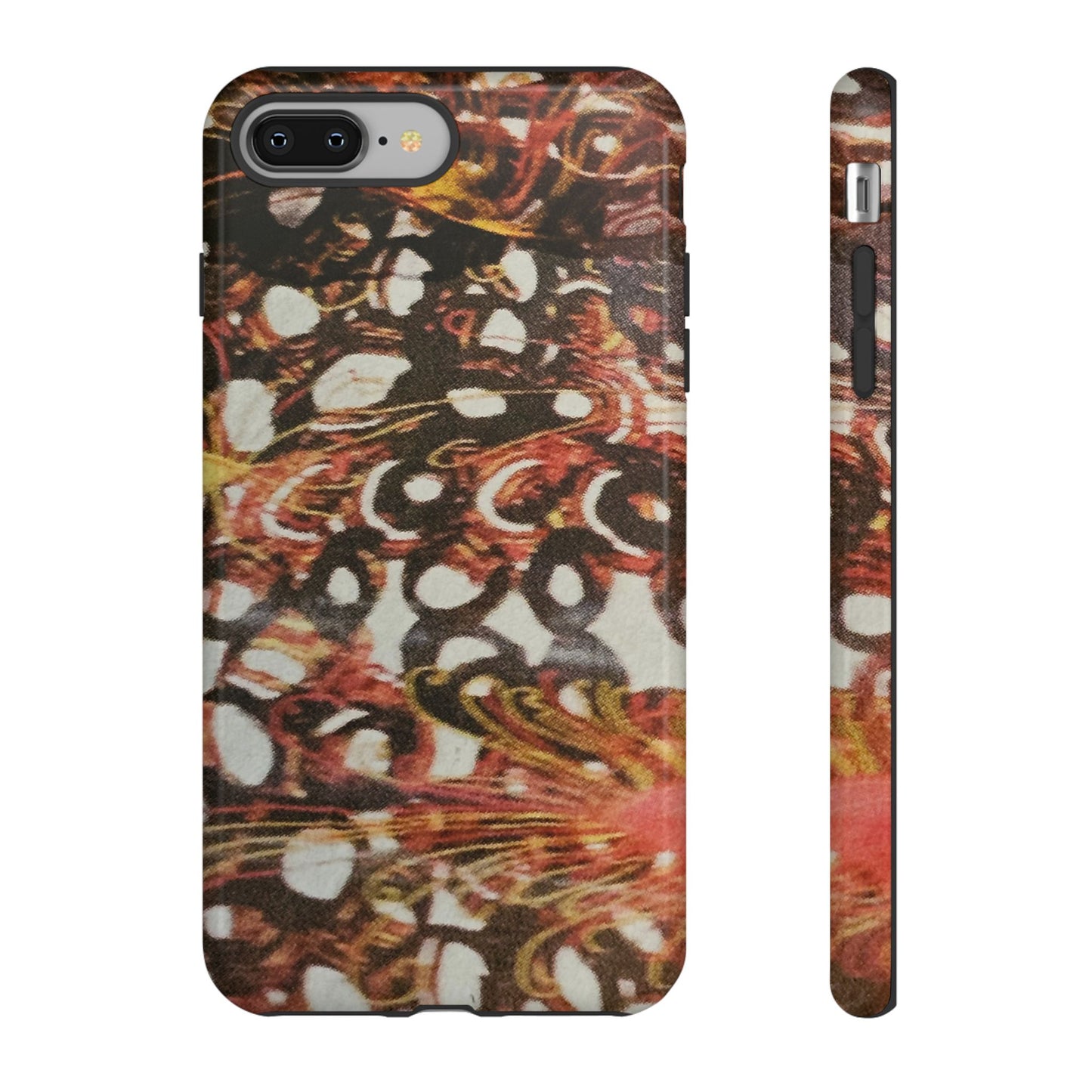 Phone Case - Textile Red Peacock-Like Design