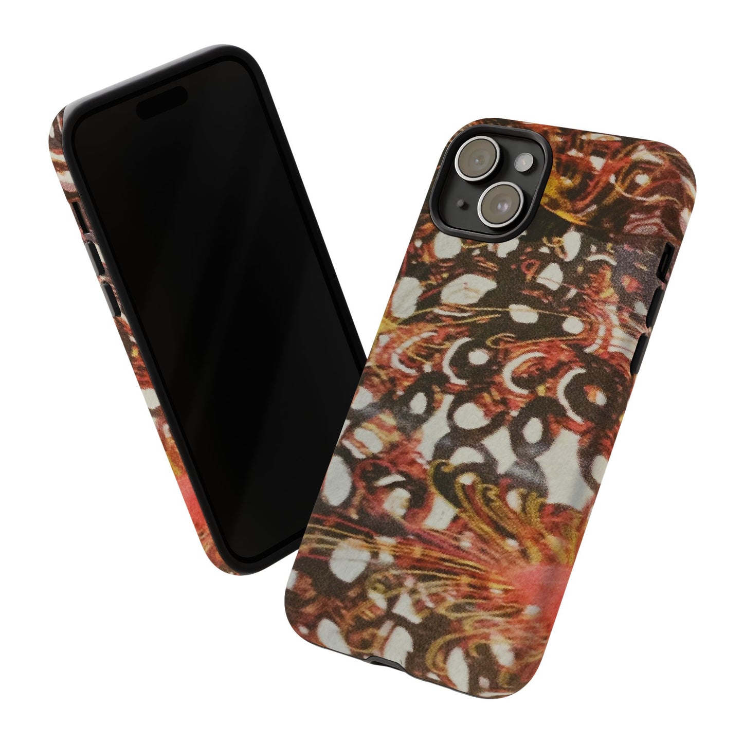 Phone Case - Textile Red Peacock-Like Design