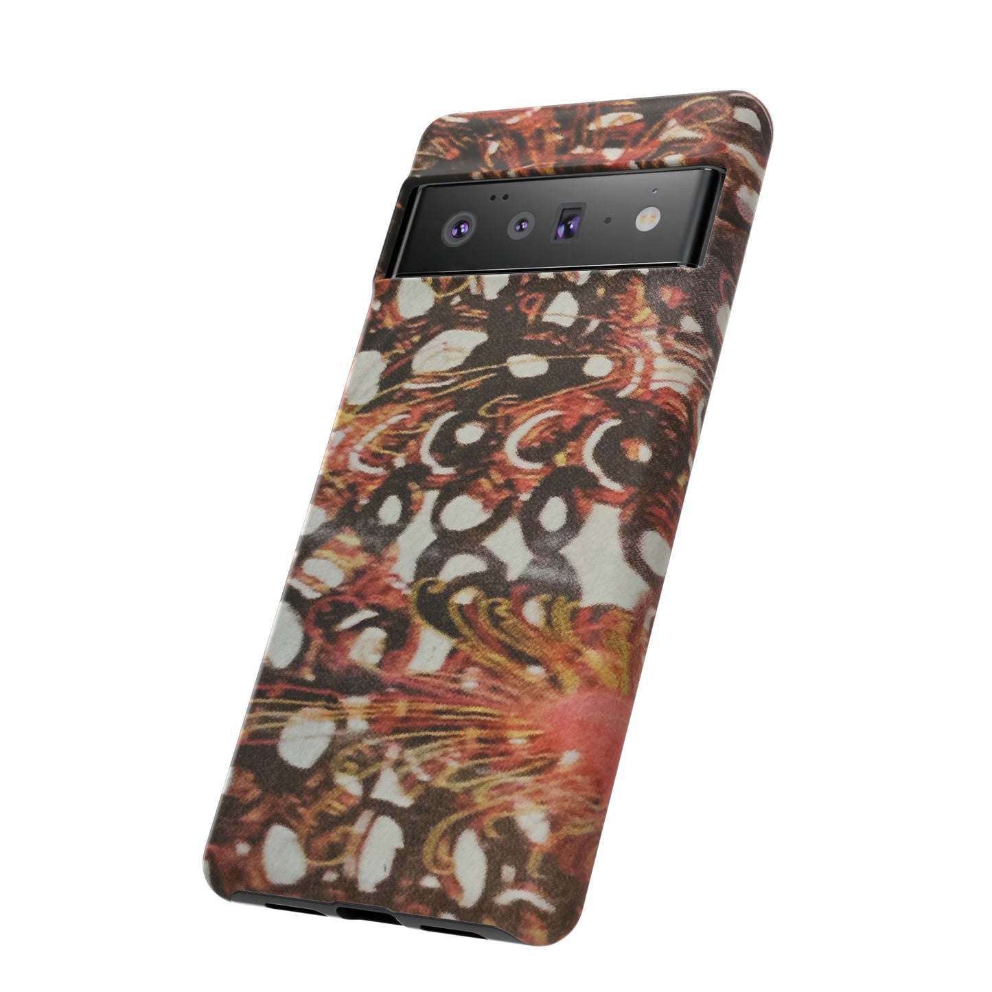 Phone Case - Textile Red Peacock-Like Design