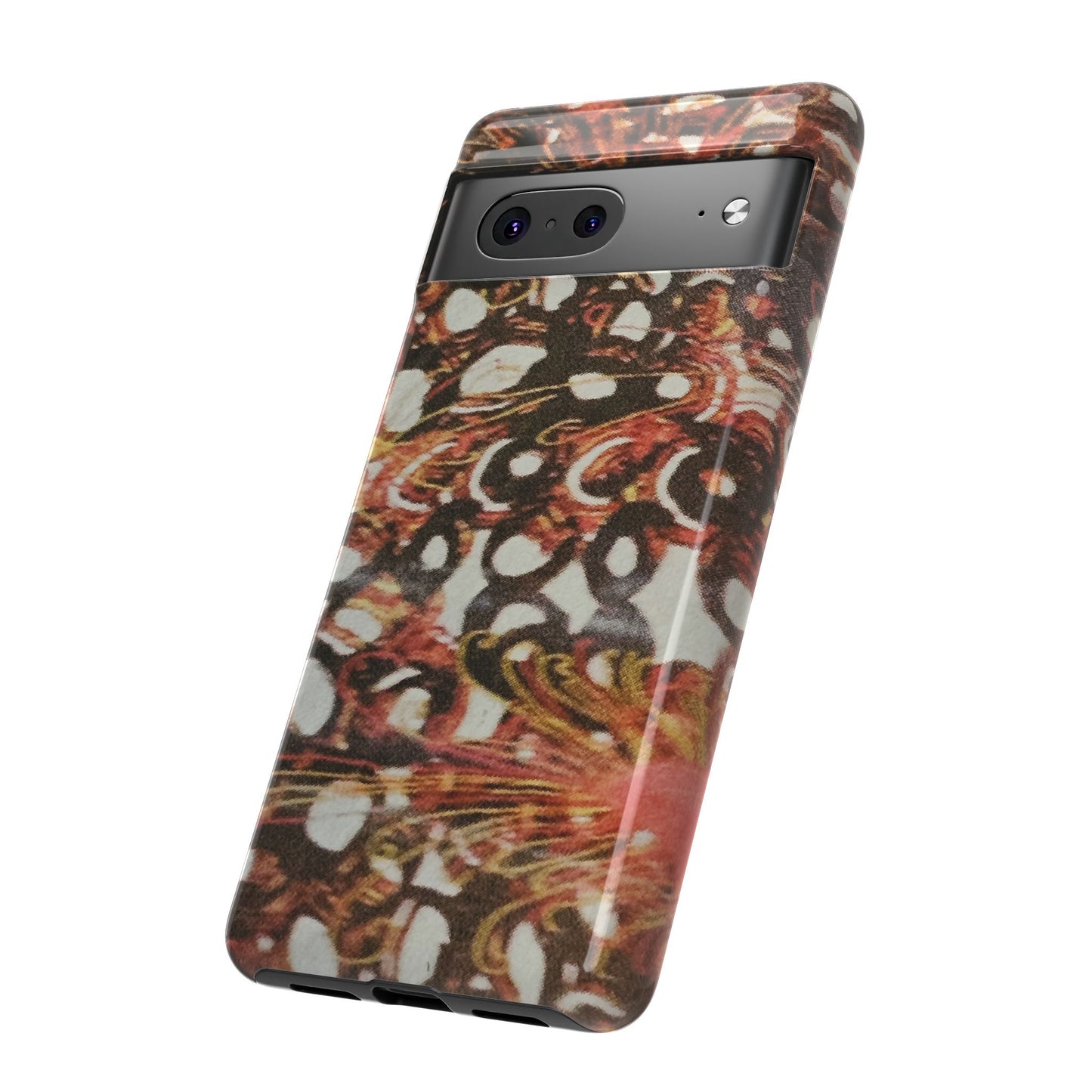 Phone Case - Textile Red Peacock-Like Design