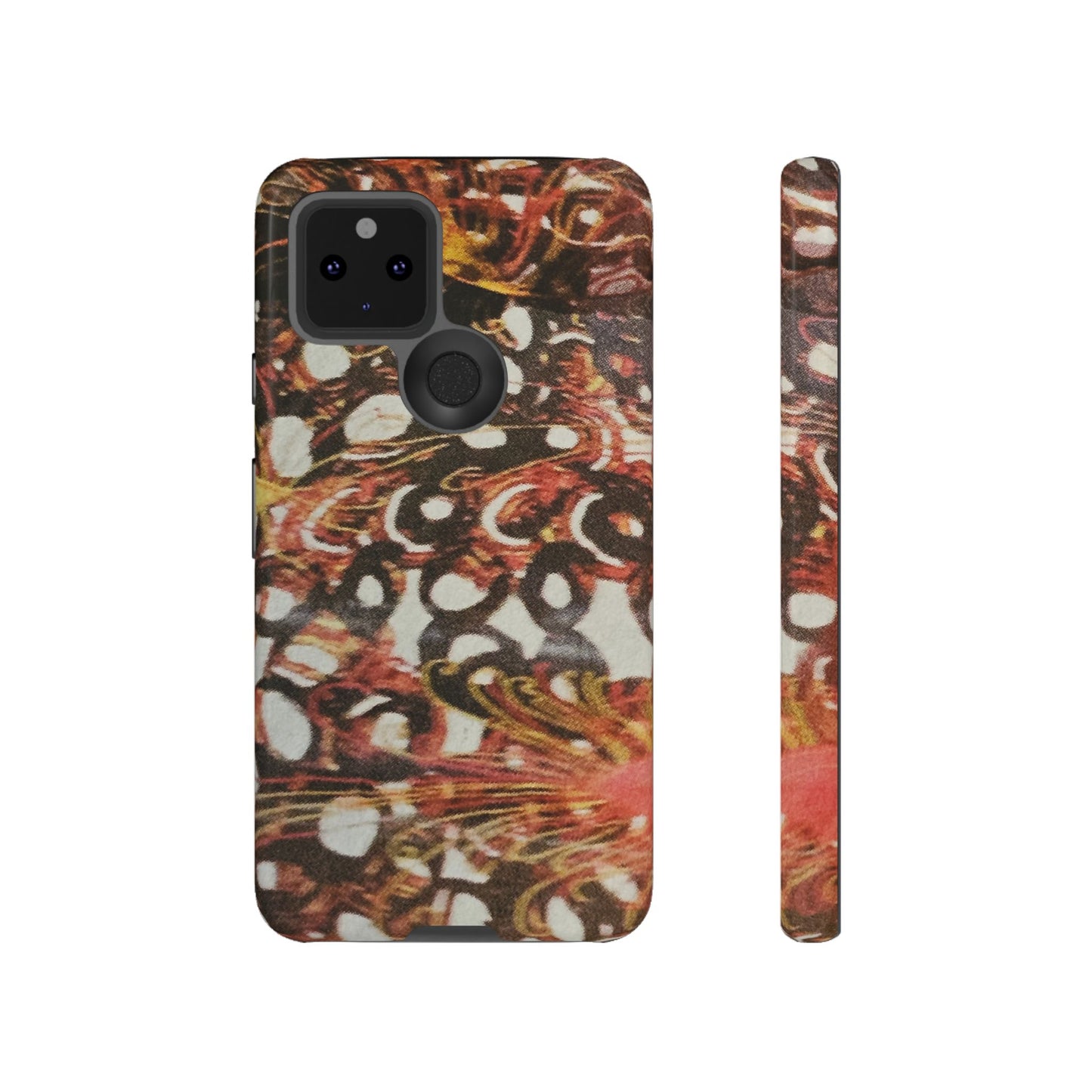 Phone Case - Textile Red Peacock-Like Design