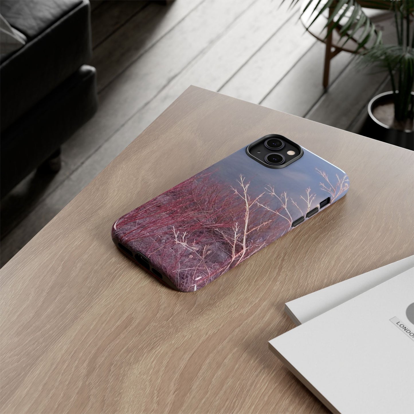 Phone Case - Nature-Inspired Winter Branches Coral Color