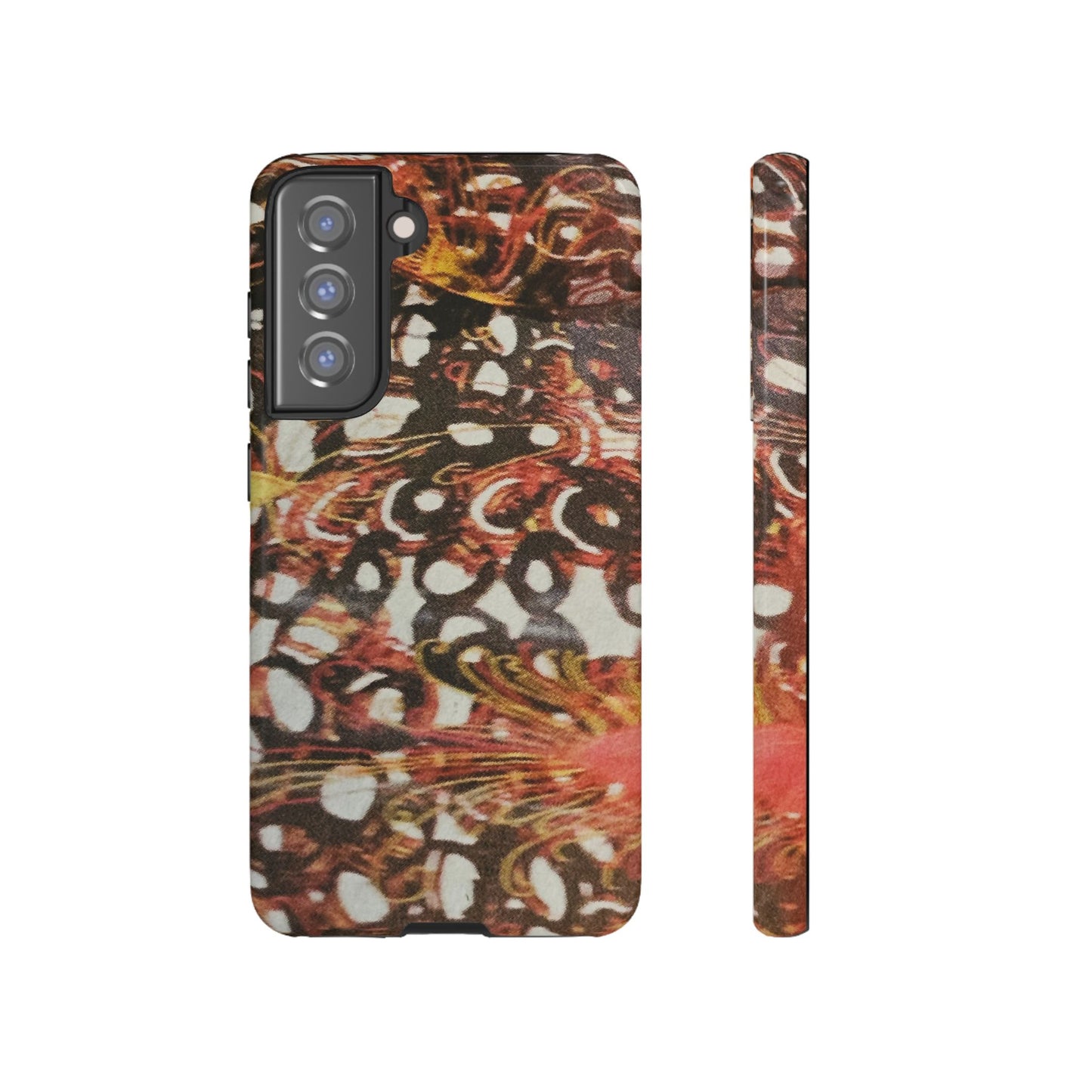 Phone Case - Textile Red Peacock-Like Design