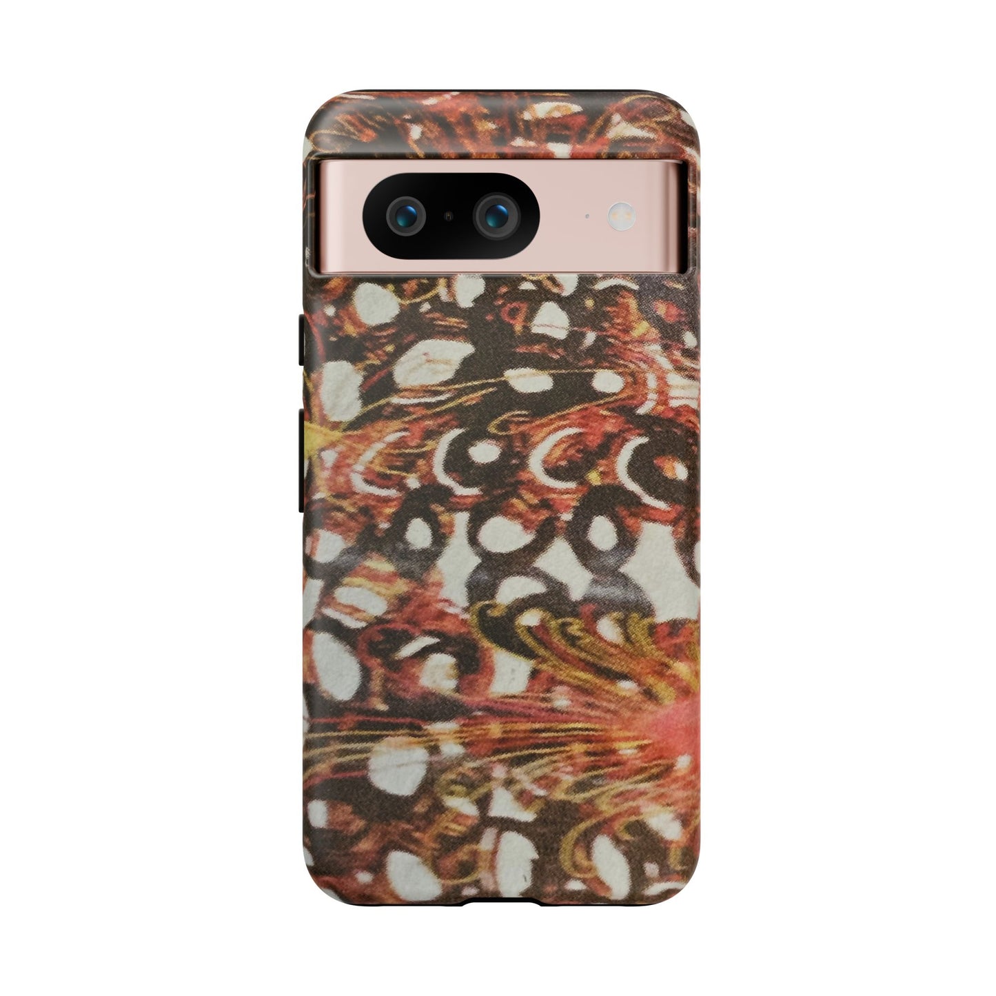 Phone Case - Textile Red Peacock-Like Design