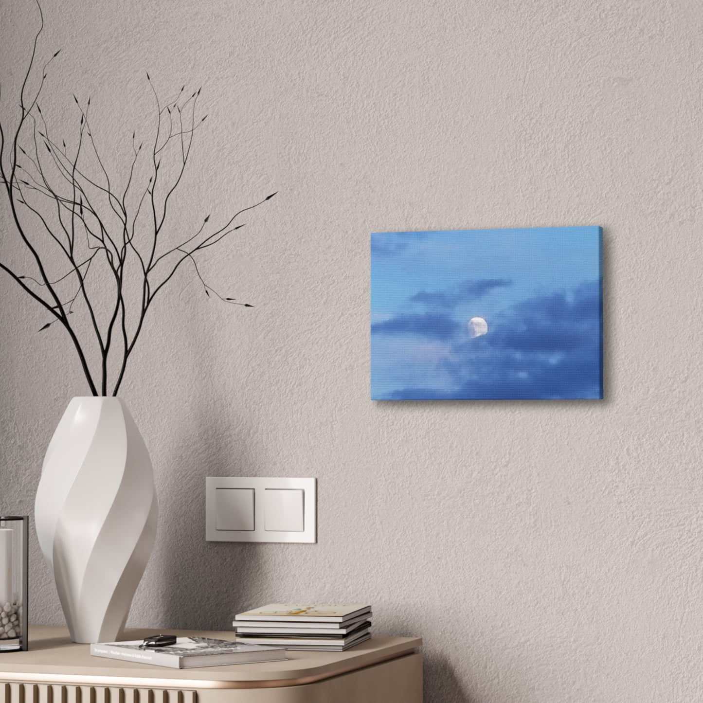 Canvas Art Print  Moonlit Sky- Serene Blue Wall Décor for Home