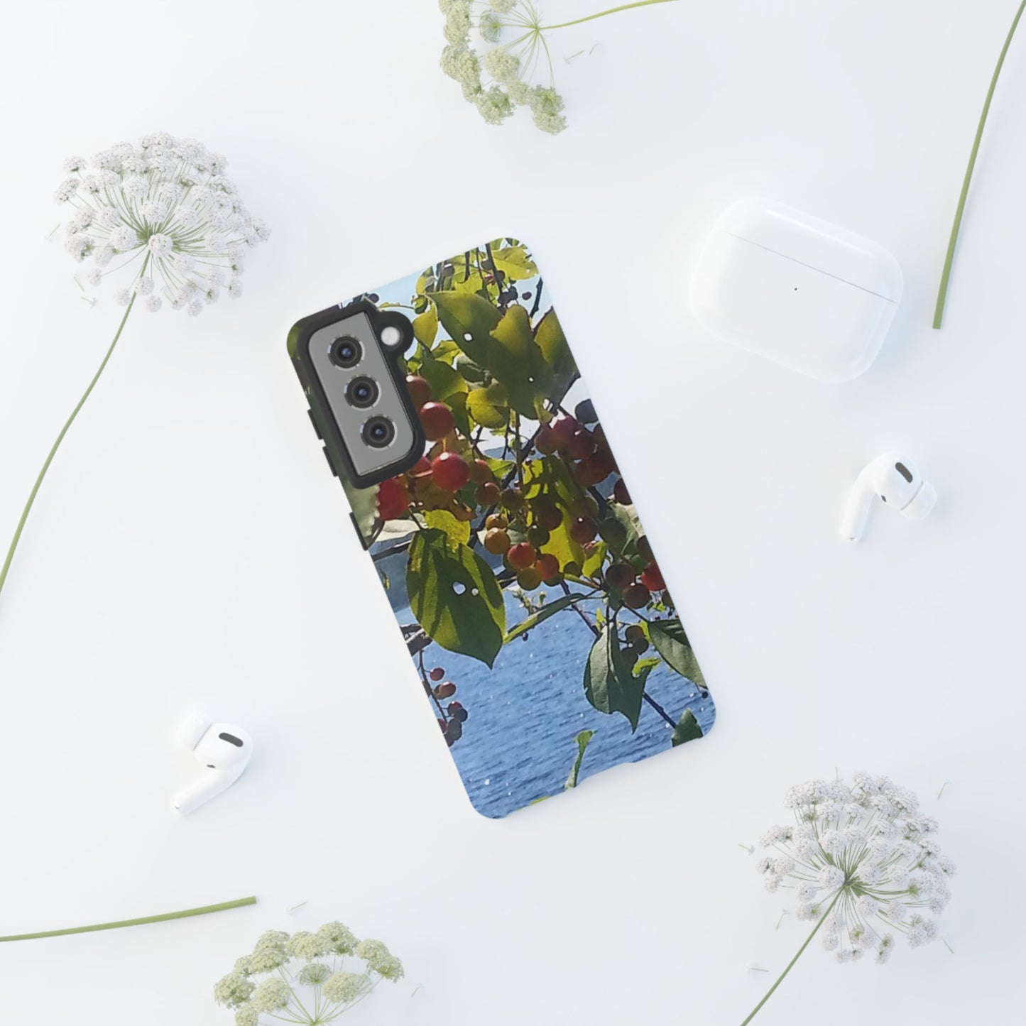 Phone Case - Nature-Inspired  - Vibrant Berry & Water Design