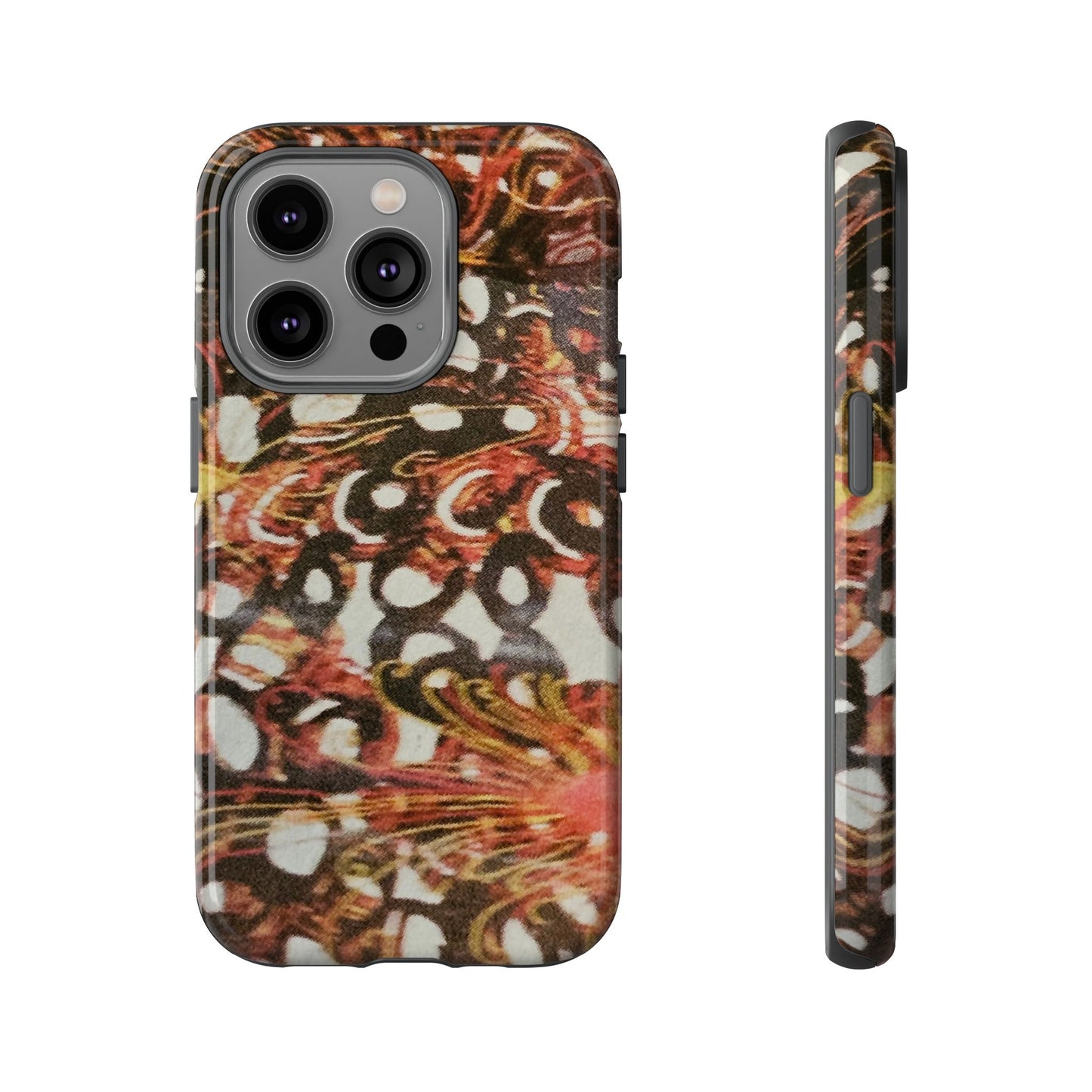 Phone Case - Textile Red Peacock-Like Design