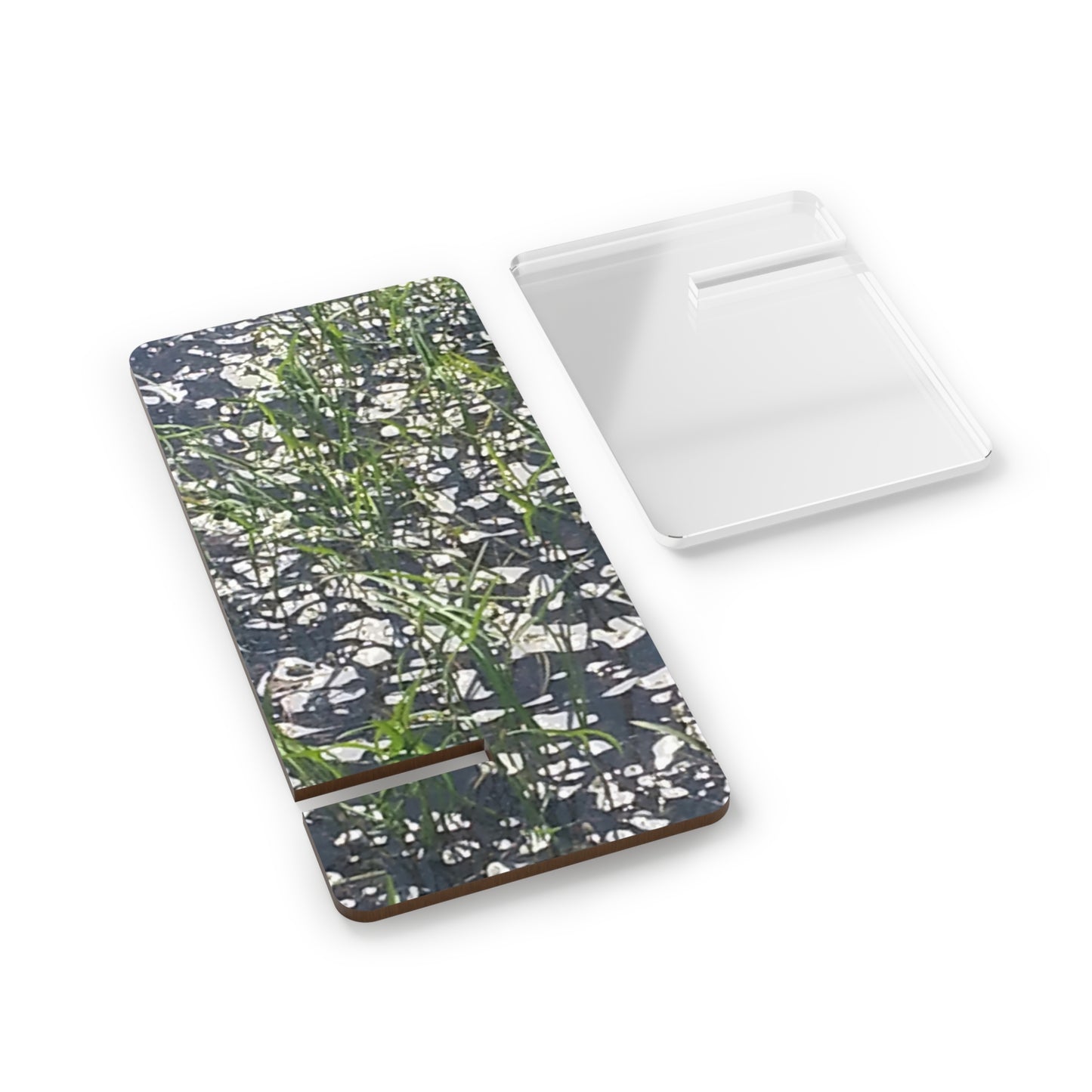 Nature-Inspired Mobile Display Stand with #originalphotograph of abstract image of leaves on water