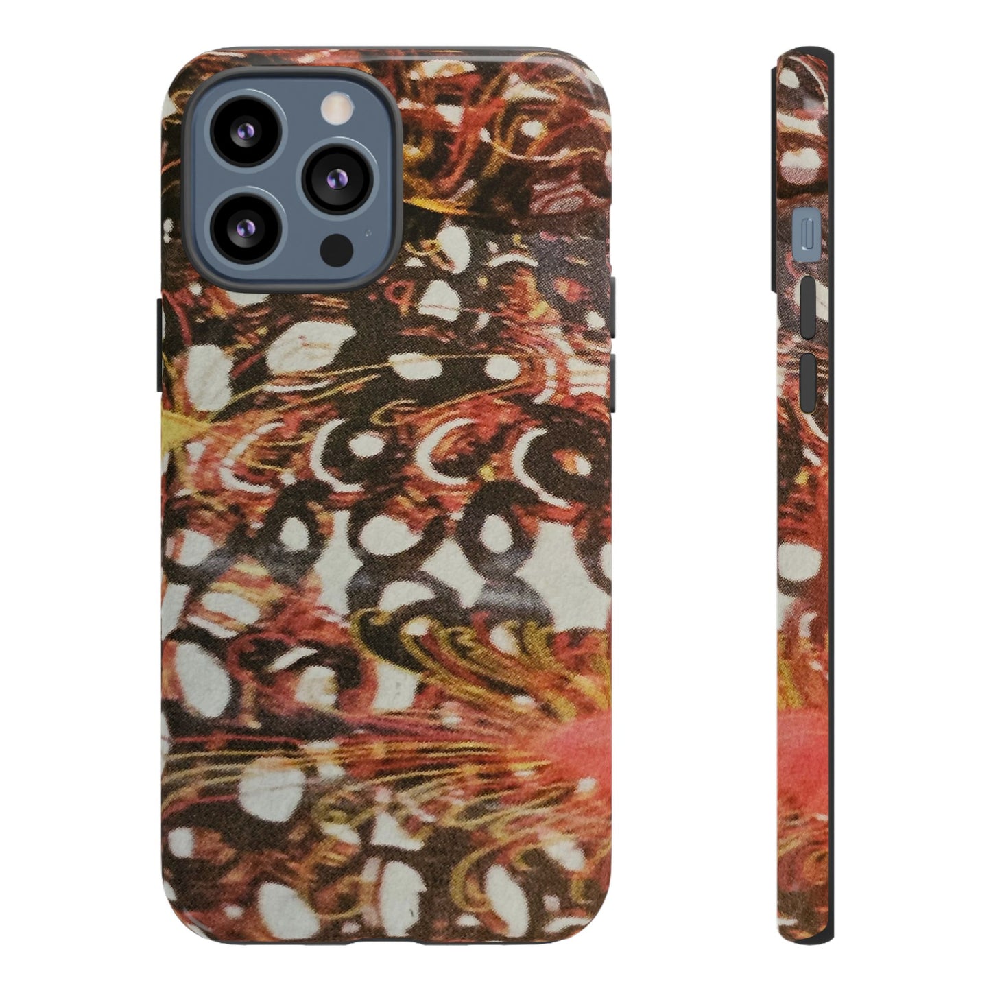 Phone Case - Textile Red Peacock-Like Design