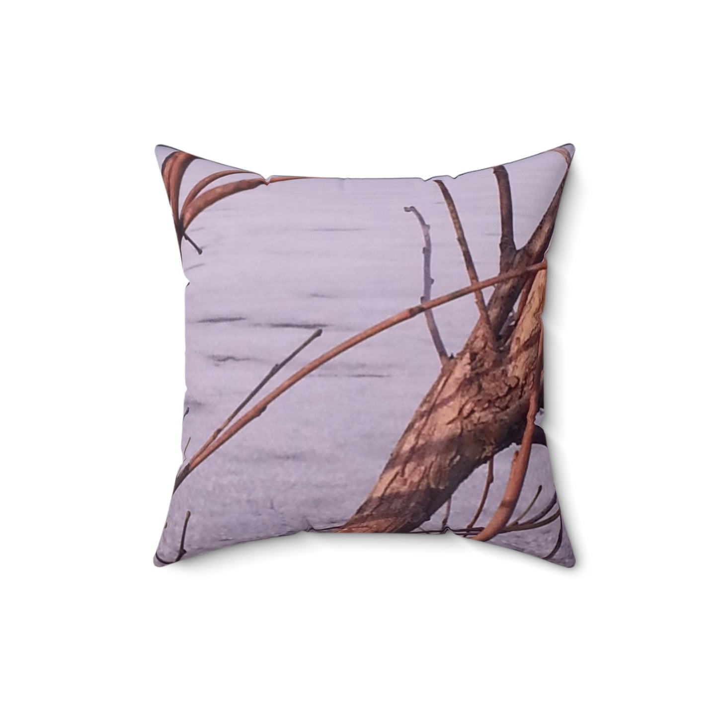Nature-Inspired Decorative Square Pillow - #originalphotograph of winter branches