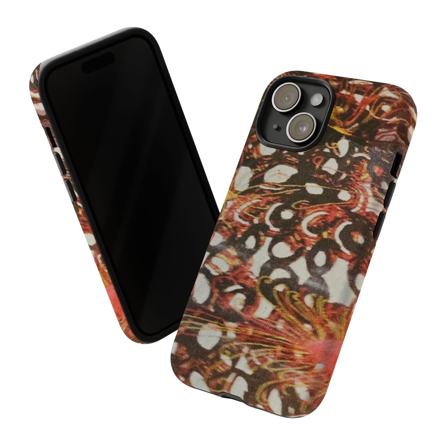 Phone Case - Textile Red Peacock-Like Design