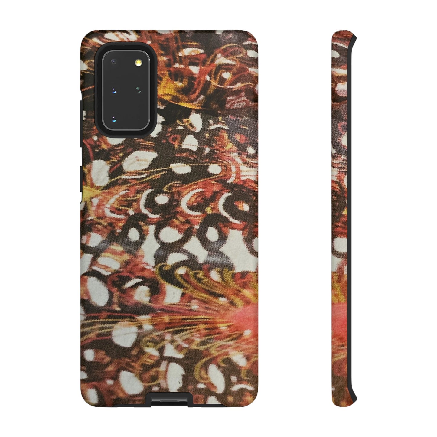 Phone Case - Textile Red Peacock-Like Design