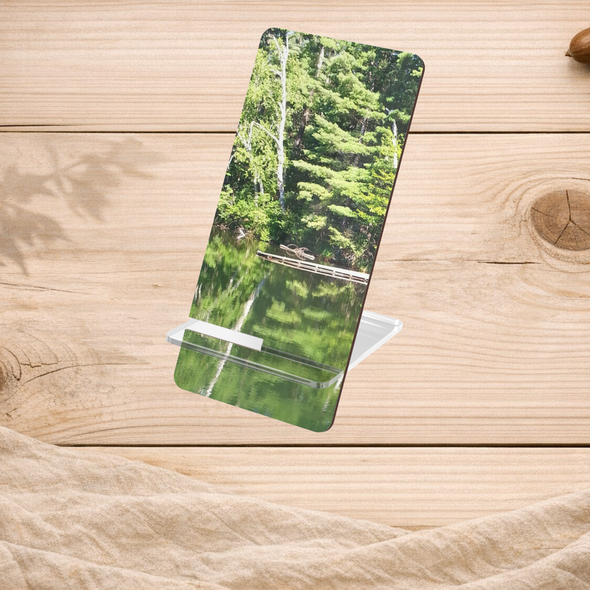 Liquid Mirror | Green Lake Reflection Phone Stand | The Nurture Collection