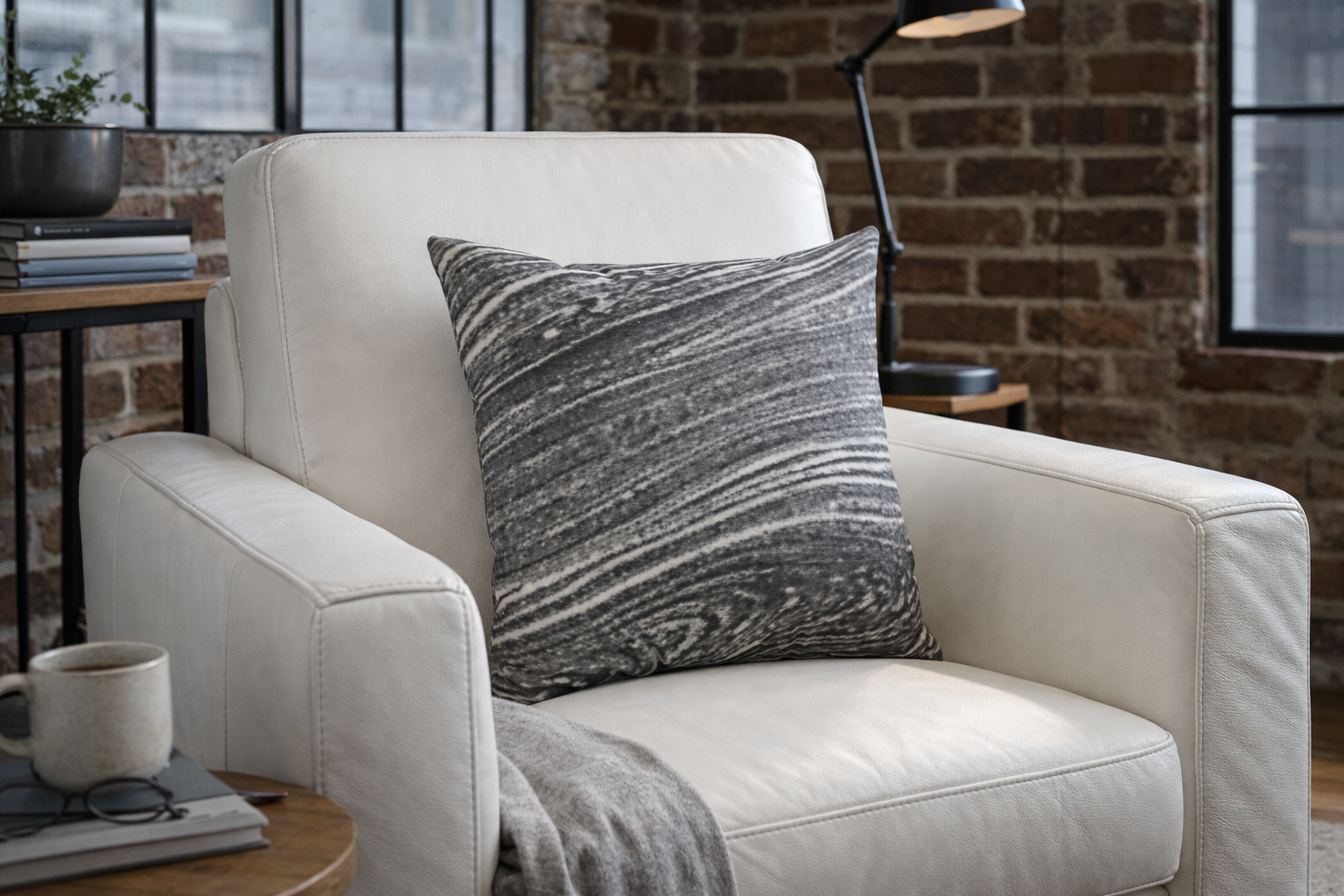 Grounded Comfort | Charcoal Marbled Pillow | The Inspiration Collection