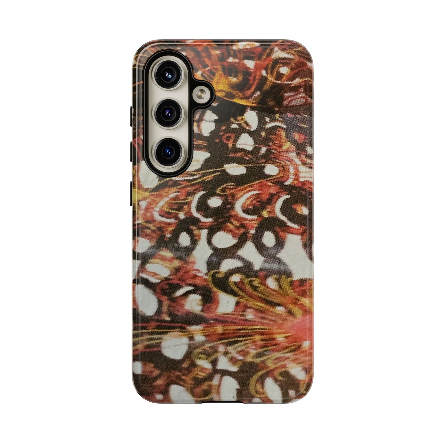 Phone Case - Textile Red Peacock-Like Design