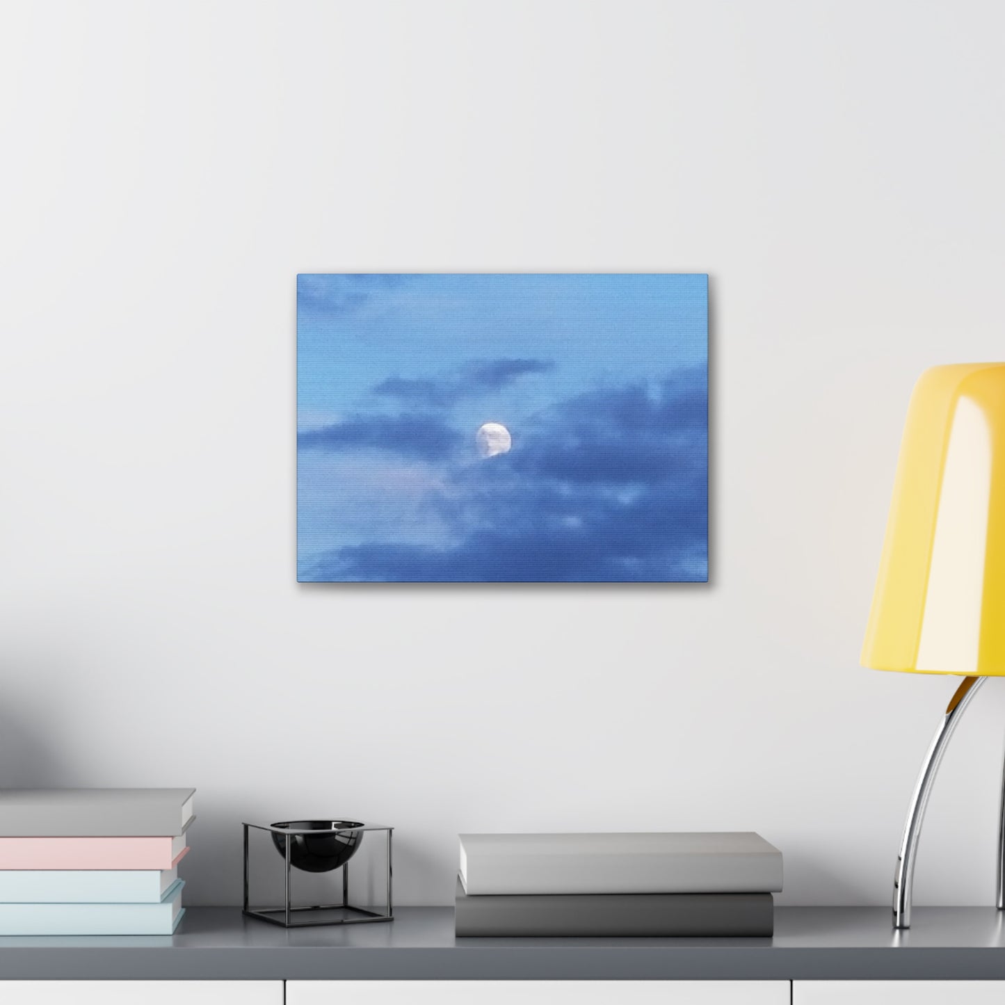 Canvas Art Print  Moonlit Sky- Serene Blue Wall Décor for Home