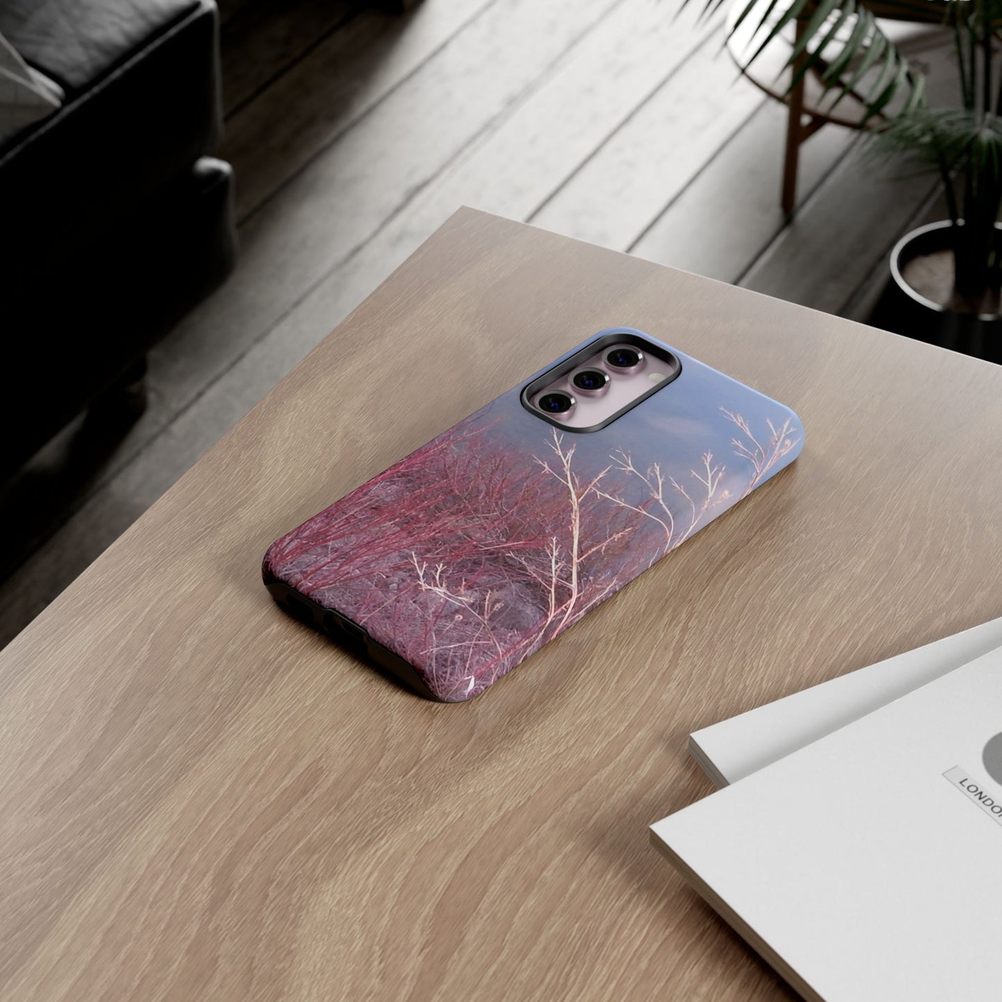 Phone Case - Nature-Inspired Winter Branches Coral Color