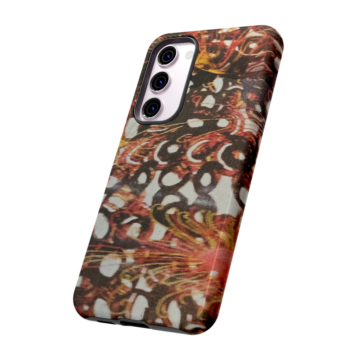 Phone Case - Textile Red Peacock-Like Design