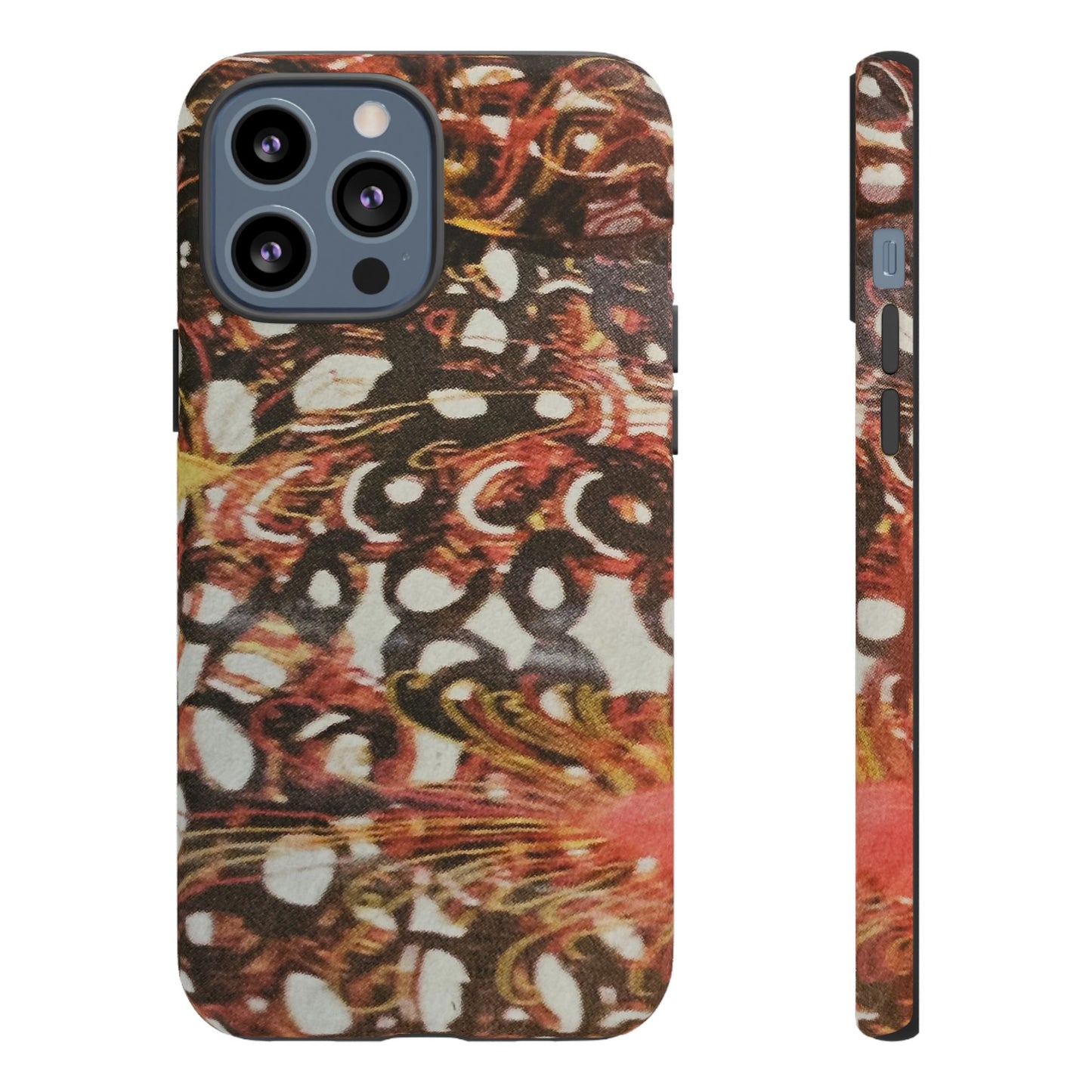 Phone Case - Textile Red Peacock-Like Design