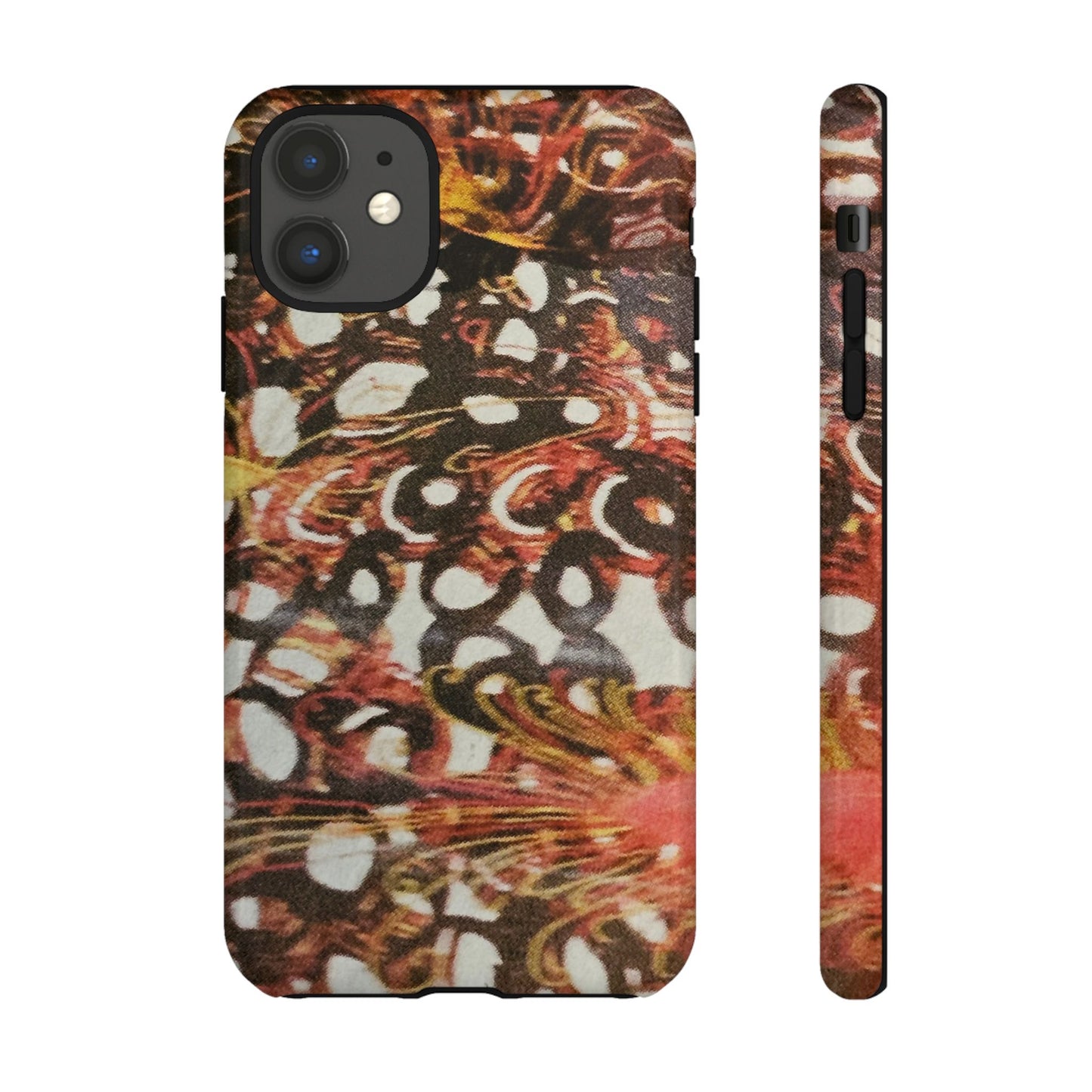 Phone Case - Textile Red Peacock-Like Design