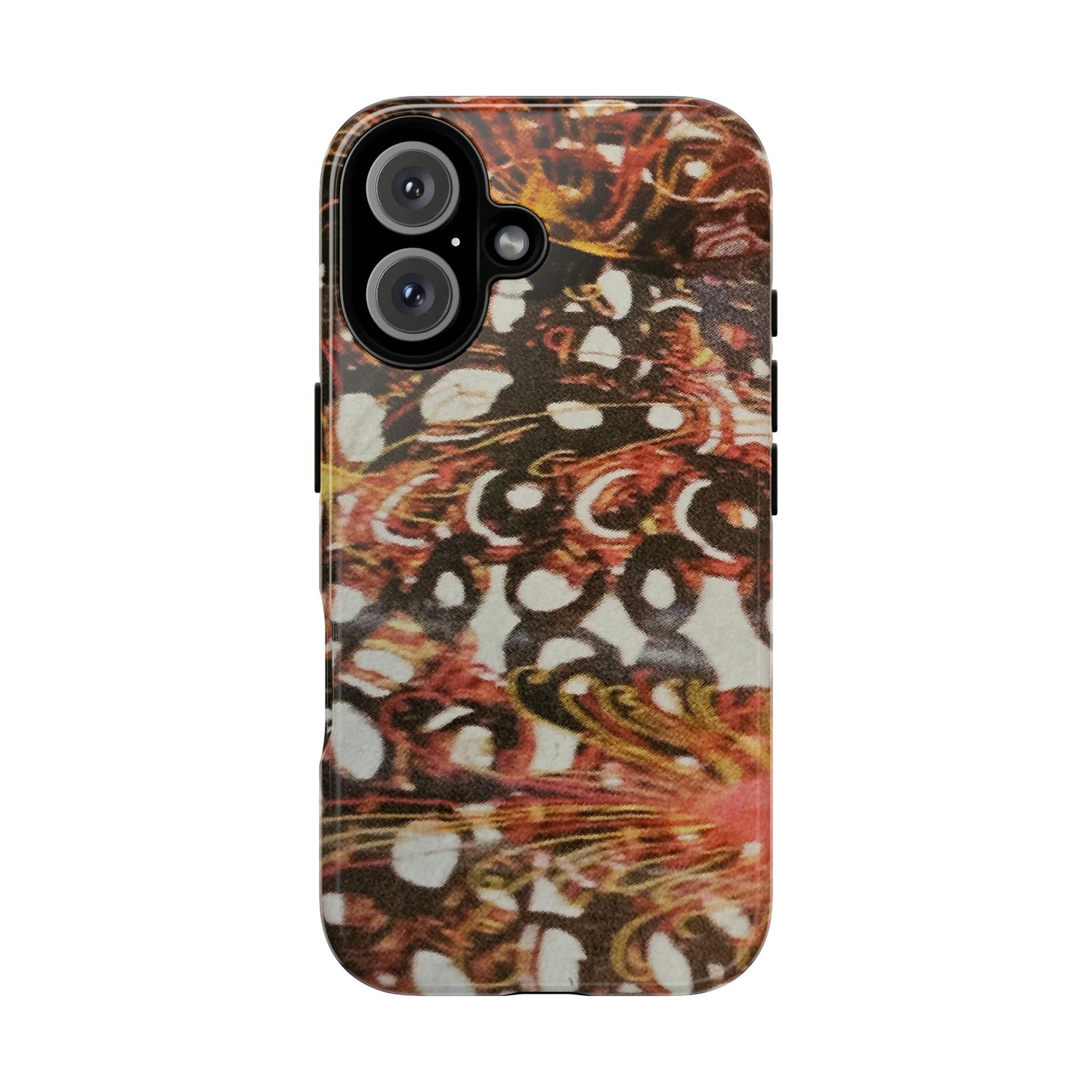 Phone Case - Textile Red Peacock-Like Design