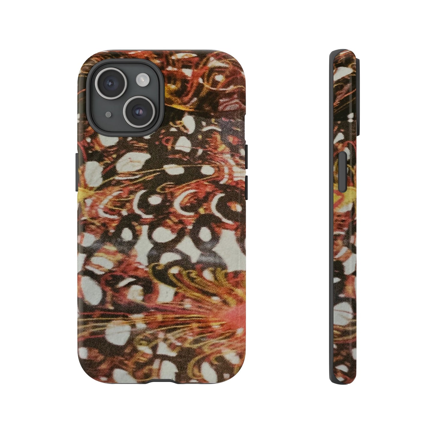 Phone Case - Textile Red Peacock-Like Design