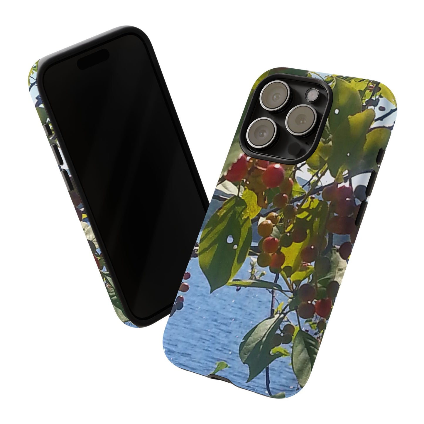 Phone Case - Nature-Inspired  - Vibrant Berry & Water Design