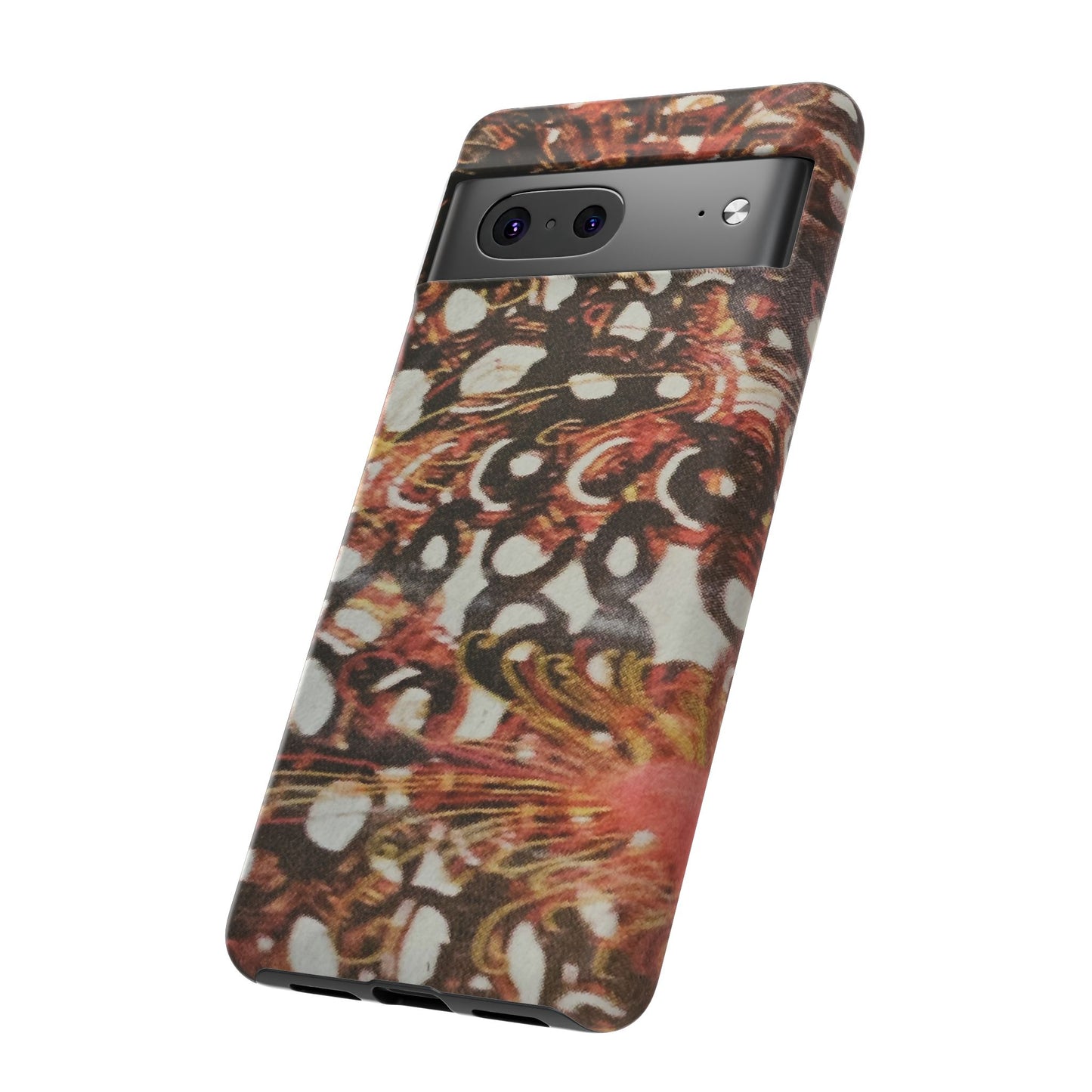 Phone Case - Textile Red Peacock-Like Design