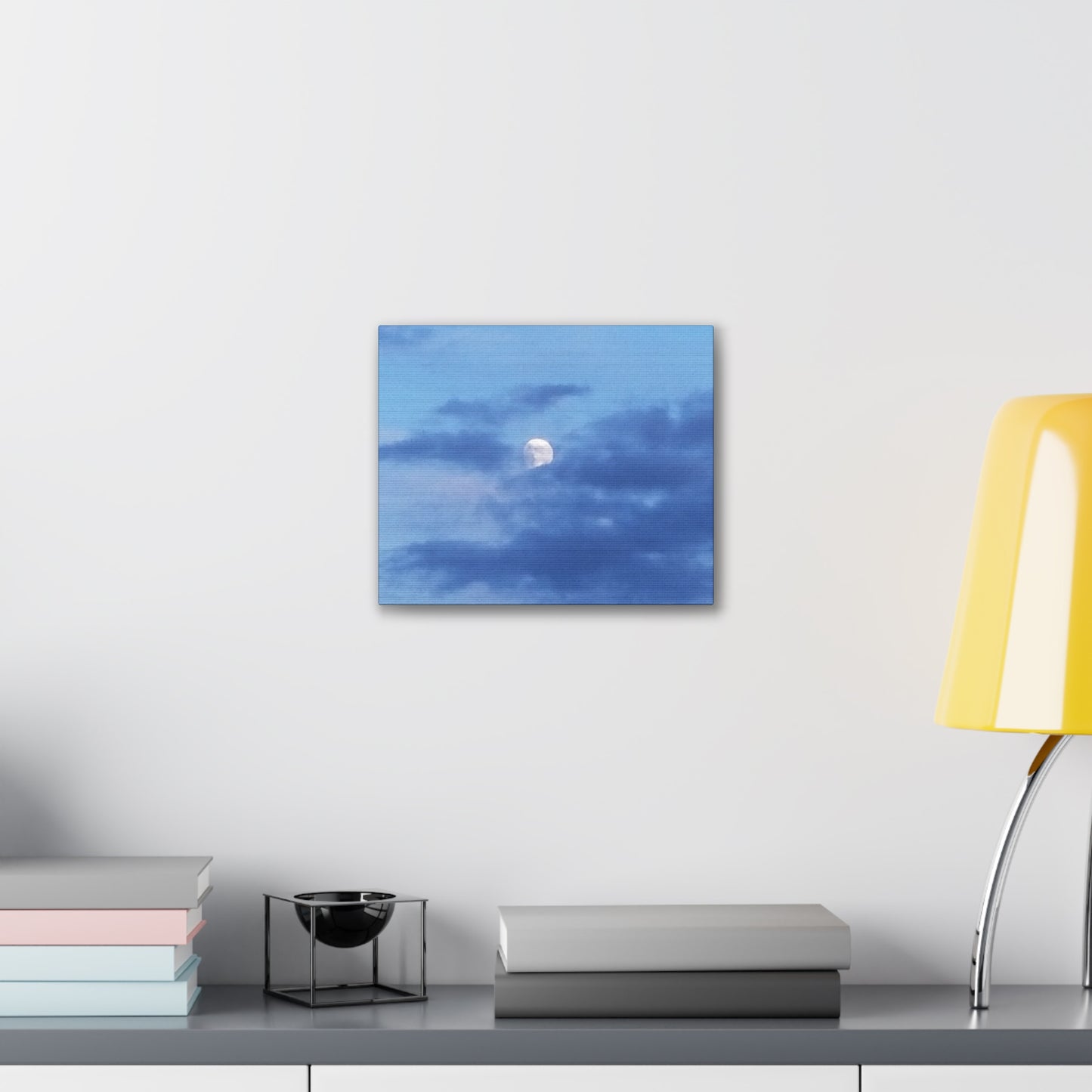 Canvas Art Print  Moonlit Sky- Serene Blue Wall Décor for Home