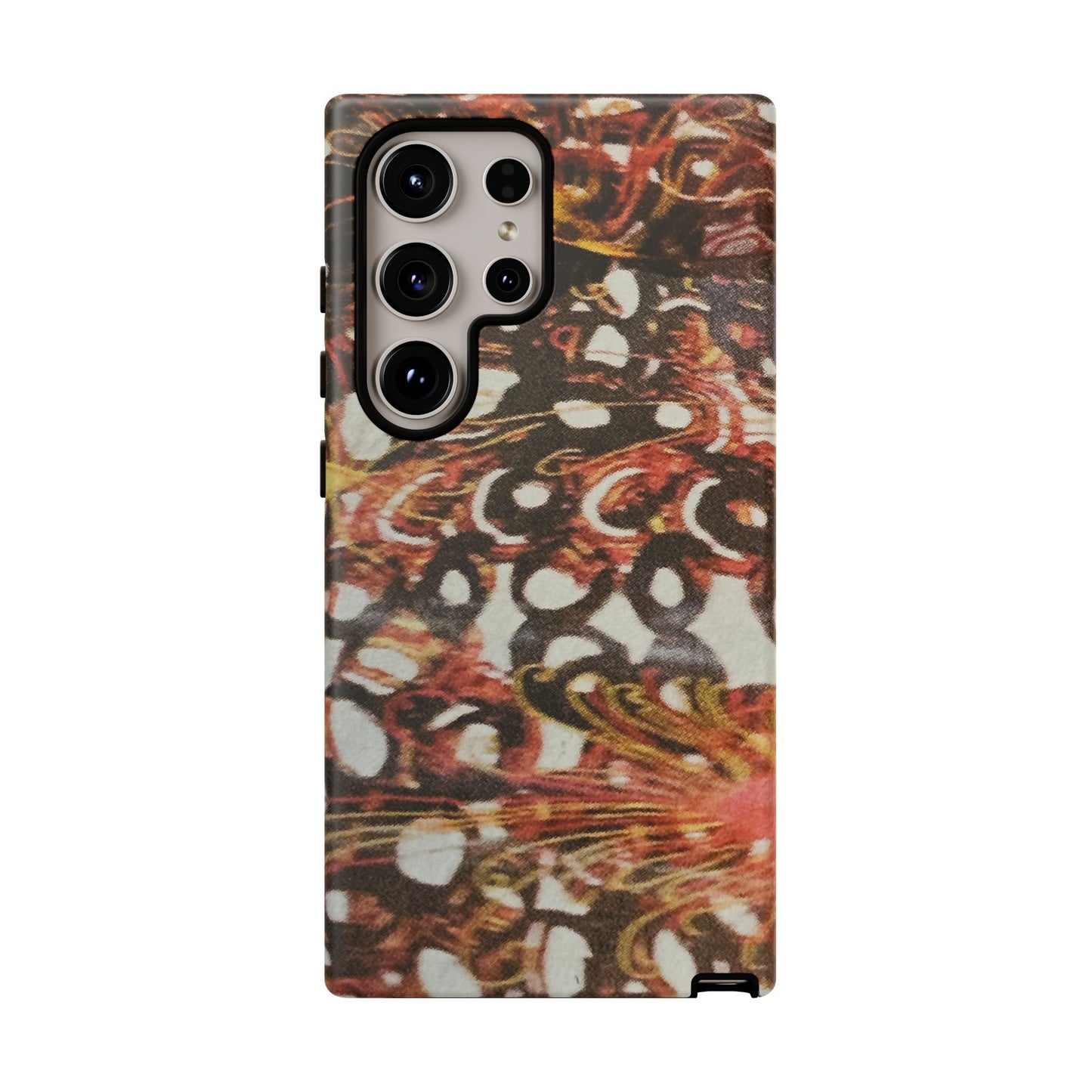 Phone Case - Textile Red Peacock-Like Design