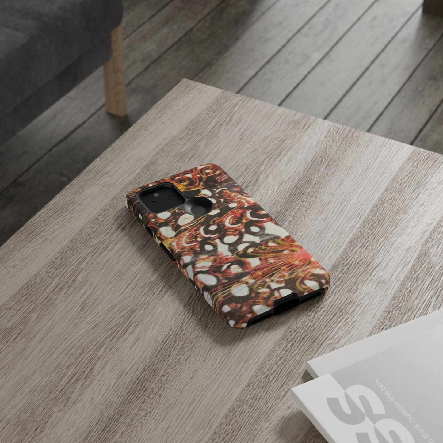 Phone Case - Textile Red Peacock-Like Design