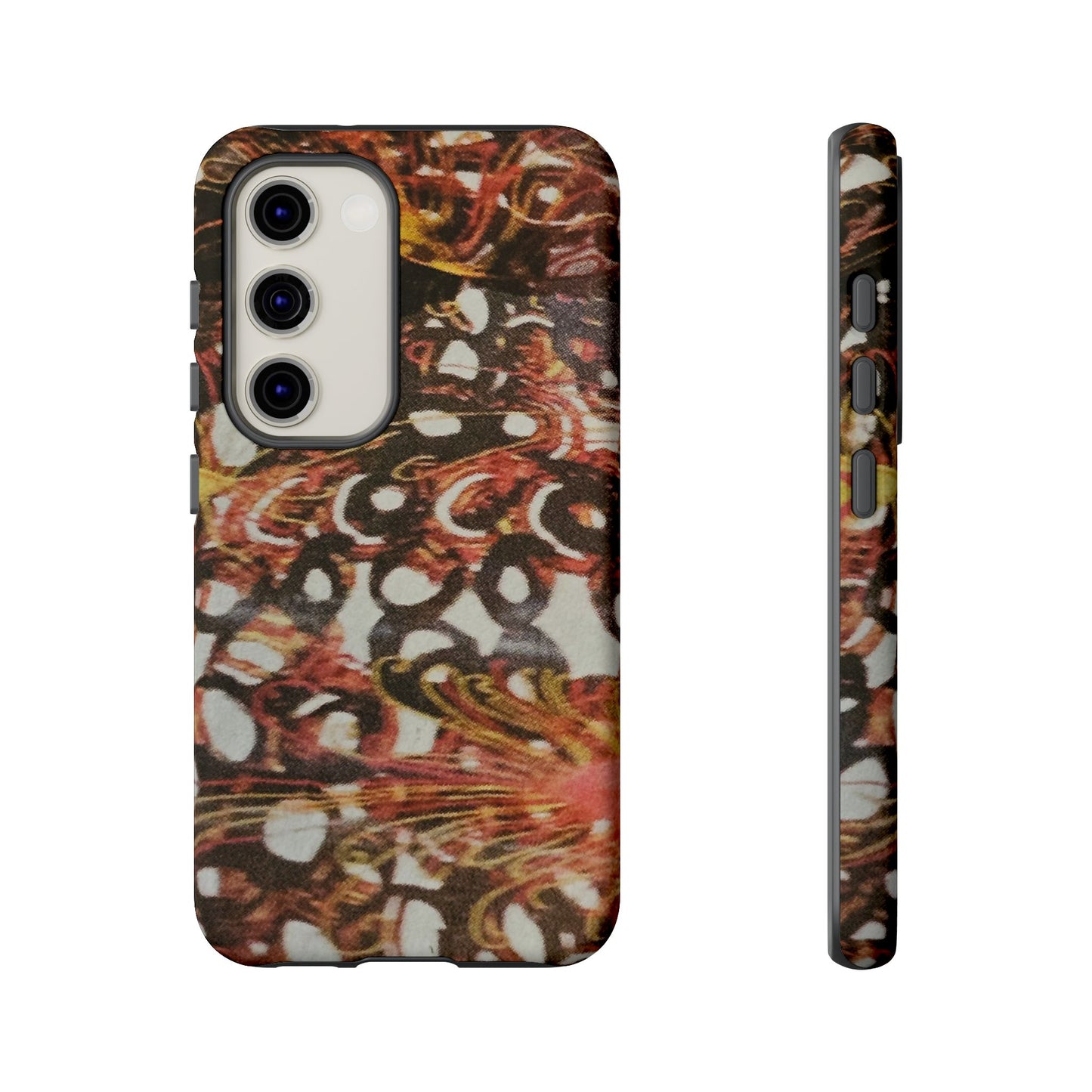 Phone Case - Textile Red Peacock-Like Design