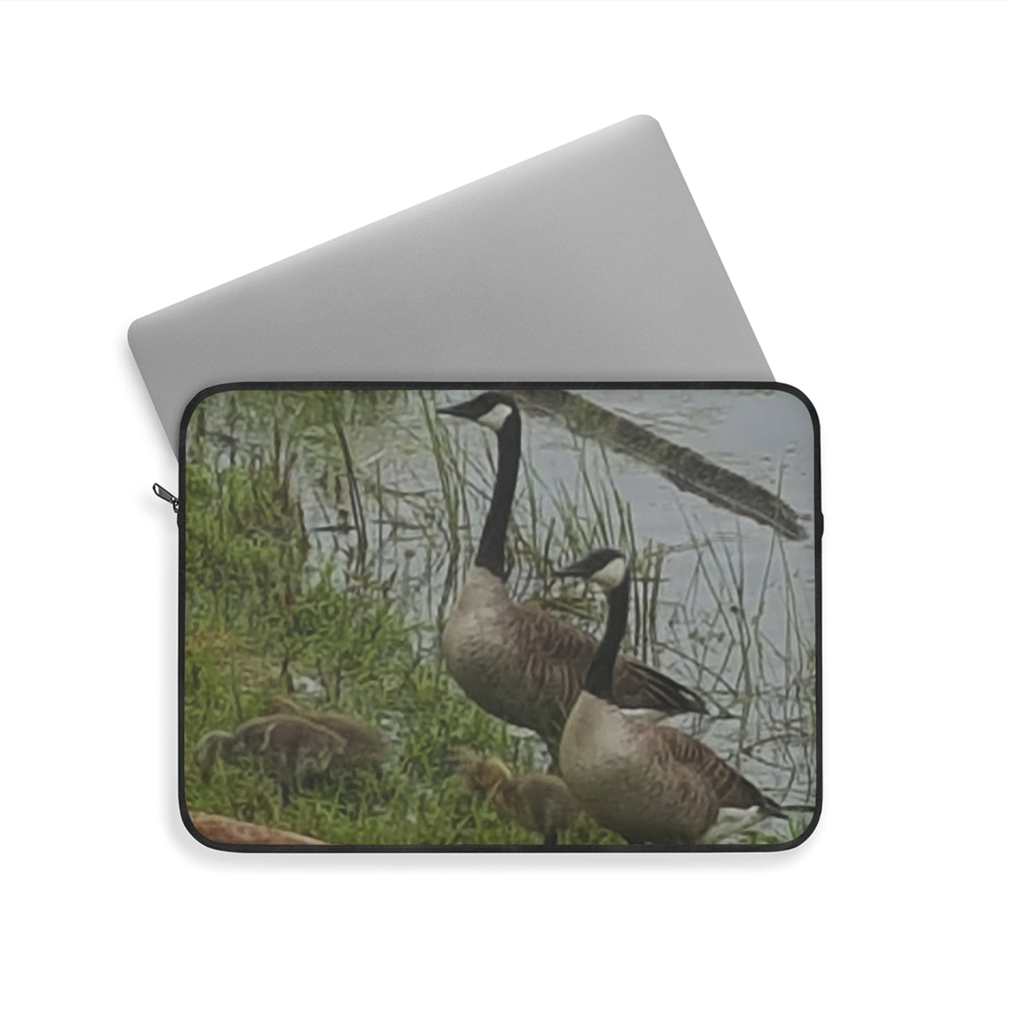 Laptop Sleeve - Nature-inspired Photo of a Geese Family