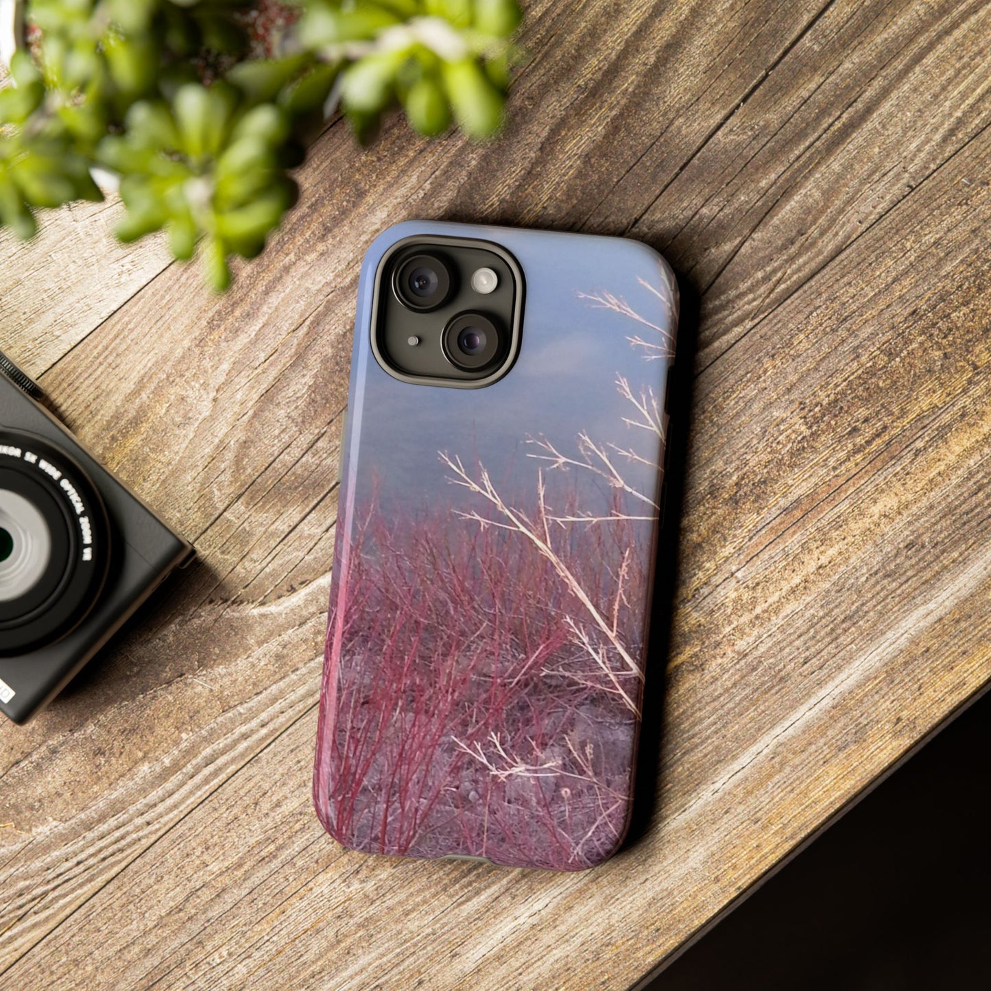 Phone Case - Nature-Inspired Winter Branches Coral Color