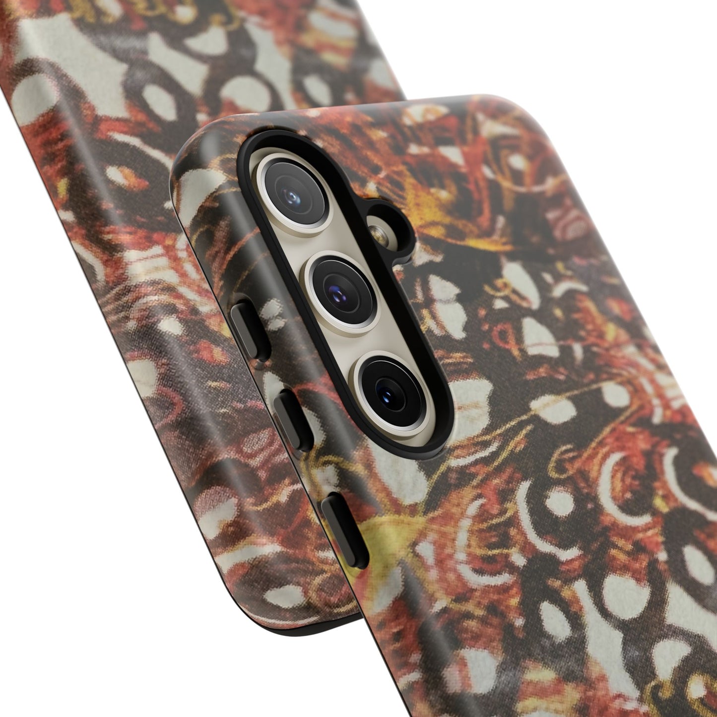 Phone Case - Textile Red Peacock-Like Design