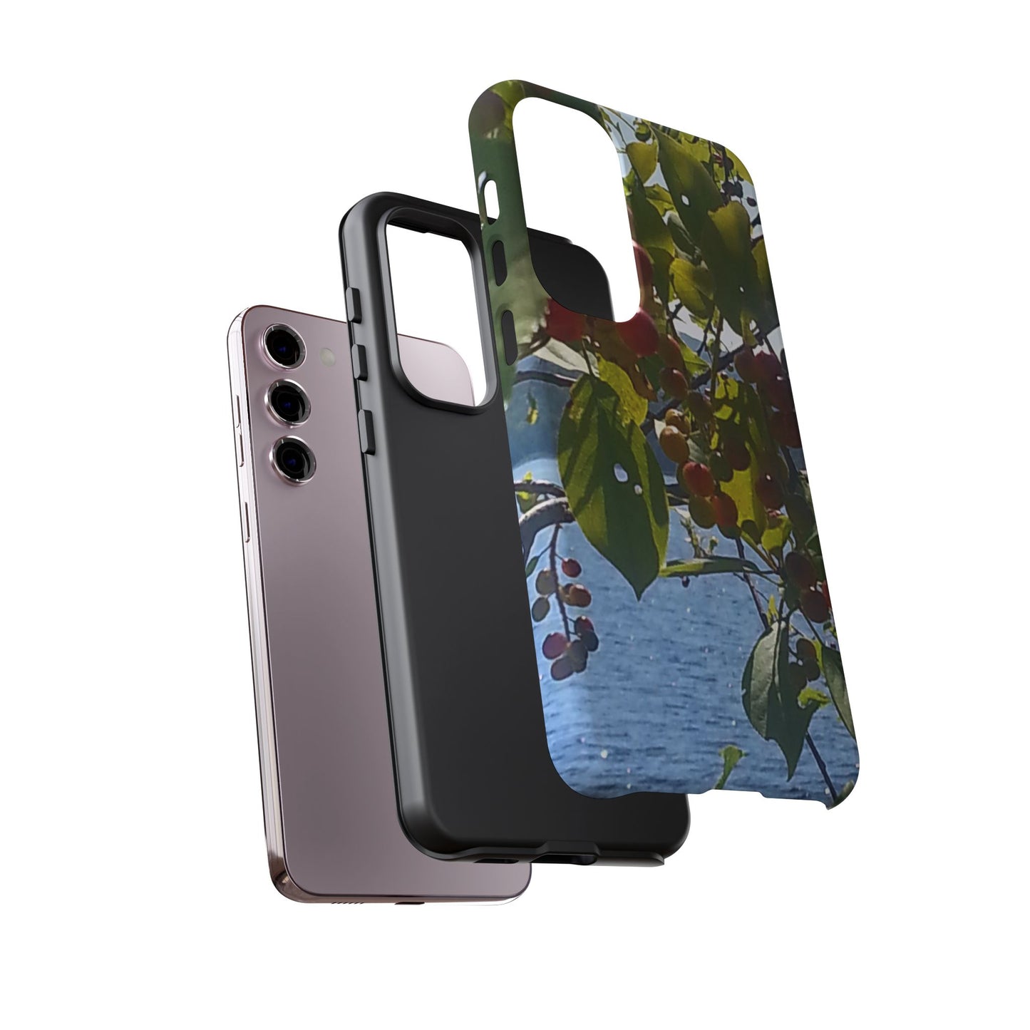 Phone Case - Nature-Inspired  - Vibrant Berry & Water Design