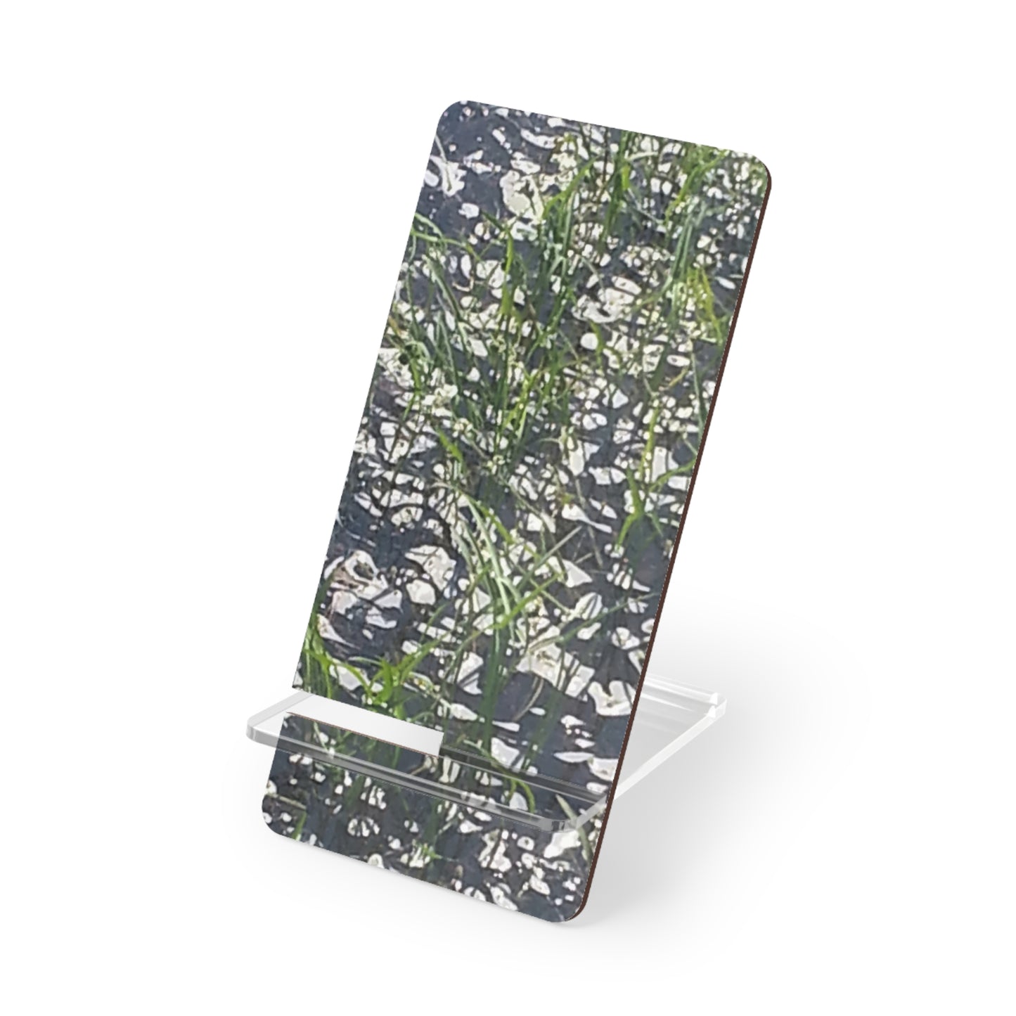 Nature-Inspired Mobile Display Stand with #originalphotograph of abstract image of leaves on water