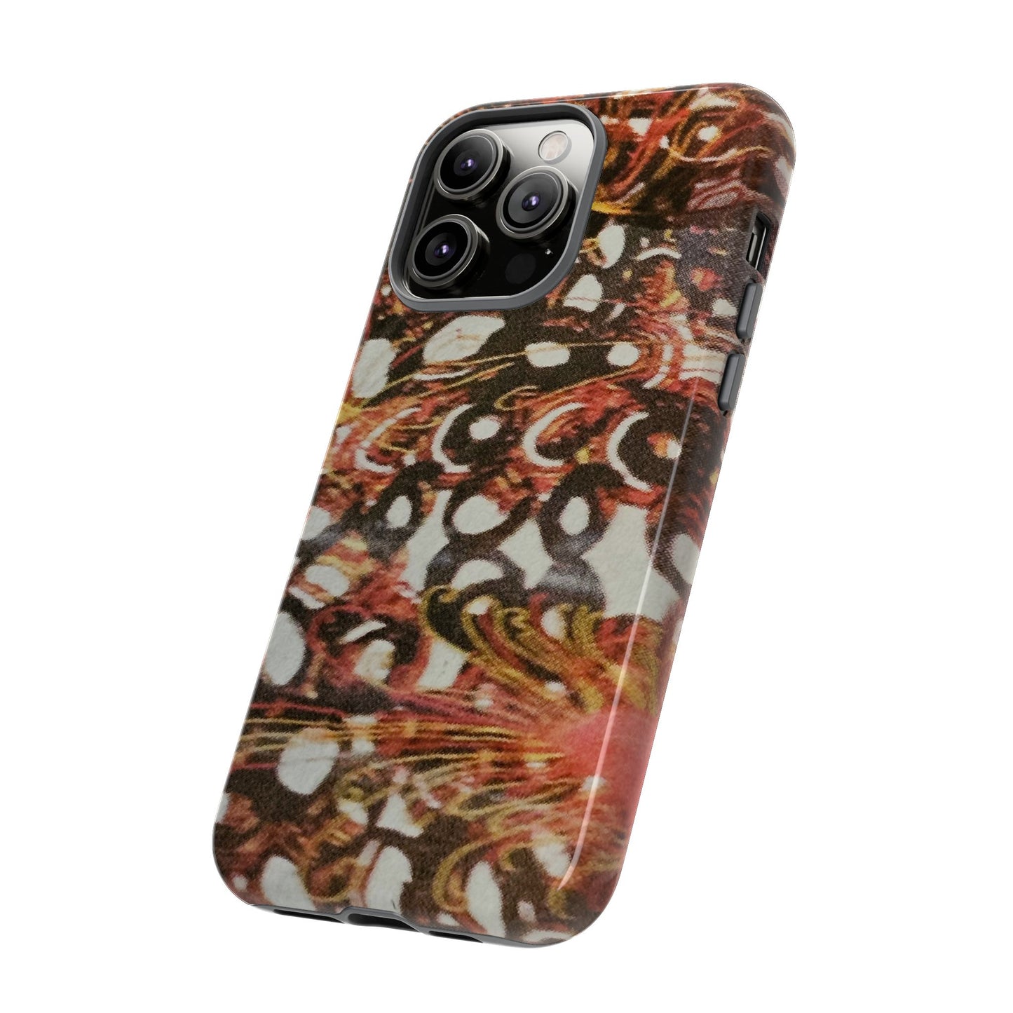 Phone Case - Textile Red Peacock-Like Design