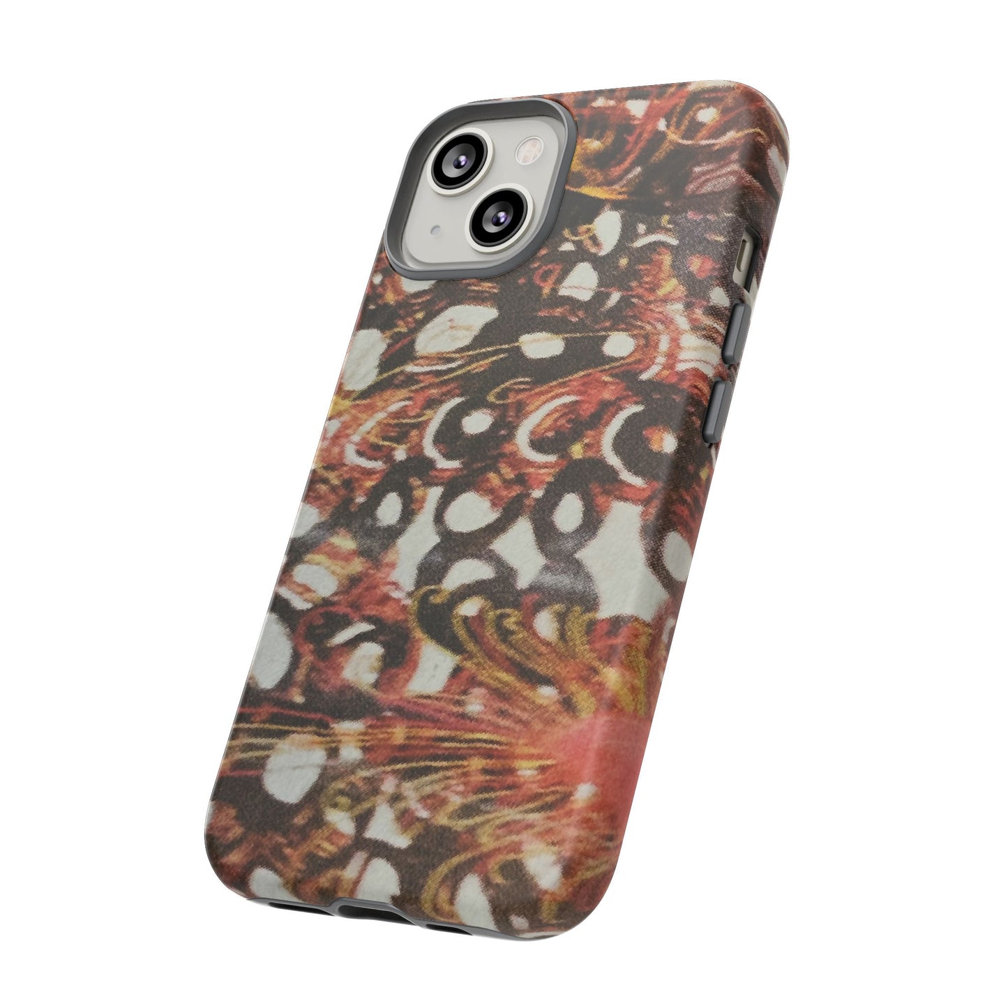 Phone Case - Textile Red Peacock-Like Design