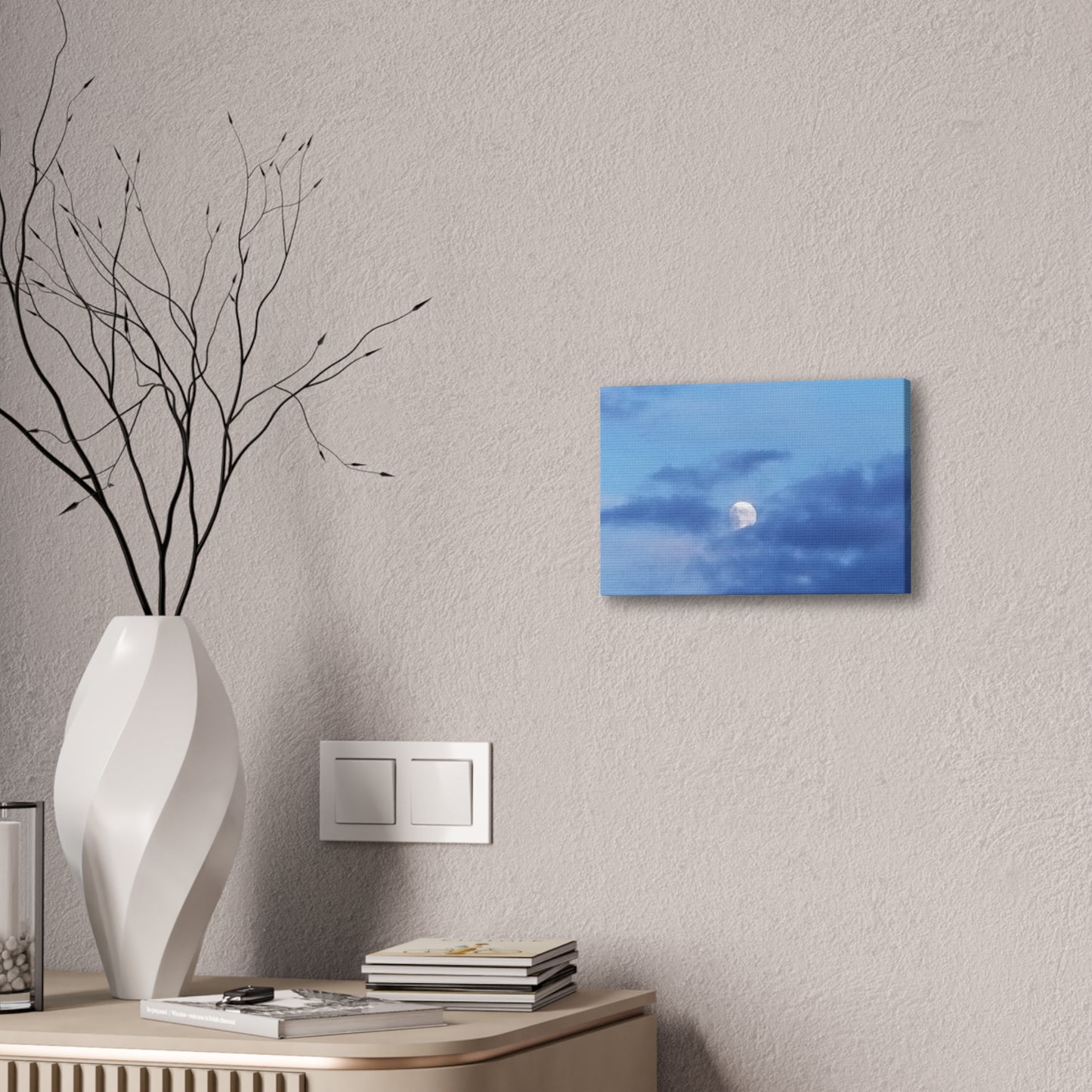 Canvas Art Print  Moonlit Sky- Serene Blue Wall Décor for Home