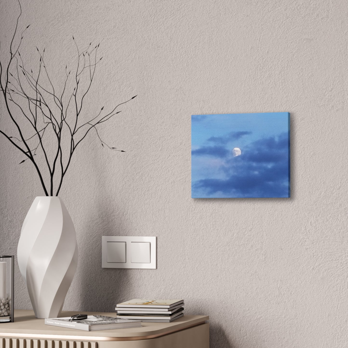 Canvas Art Print  Moonlit Sky- Serene Blue Wall Décor for Home