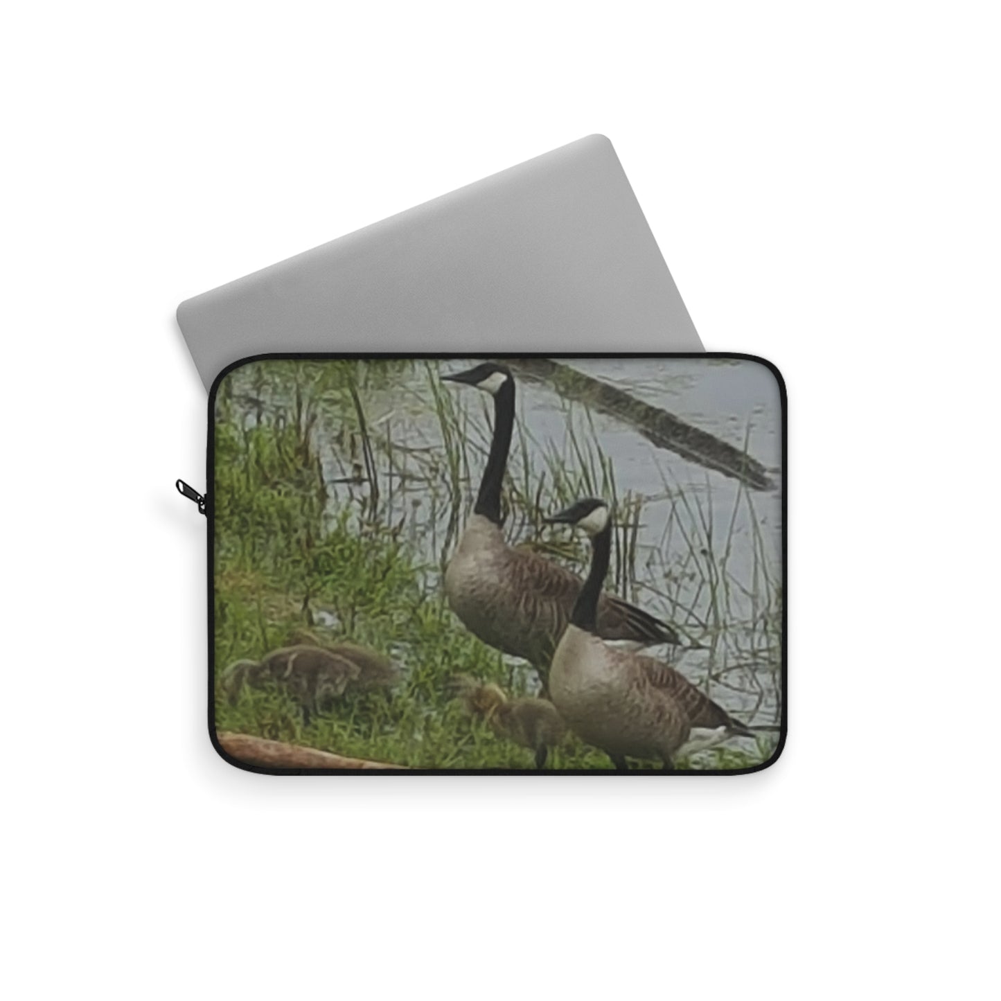 Laptop Sleeve - Nature-inspired Photo of a Geese Family