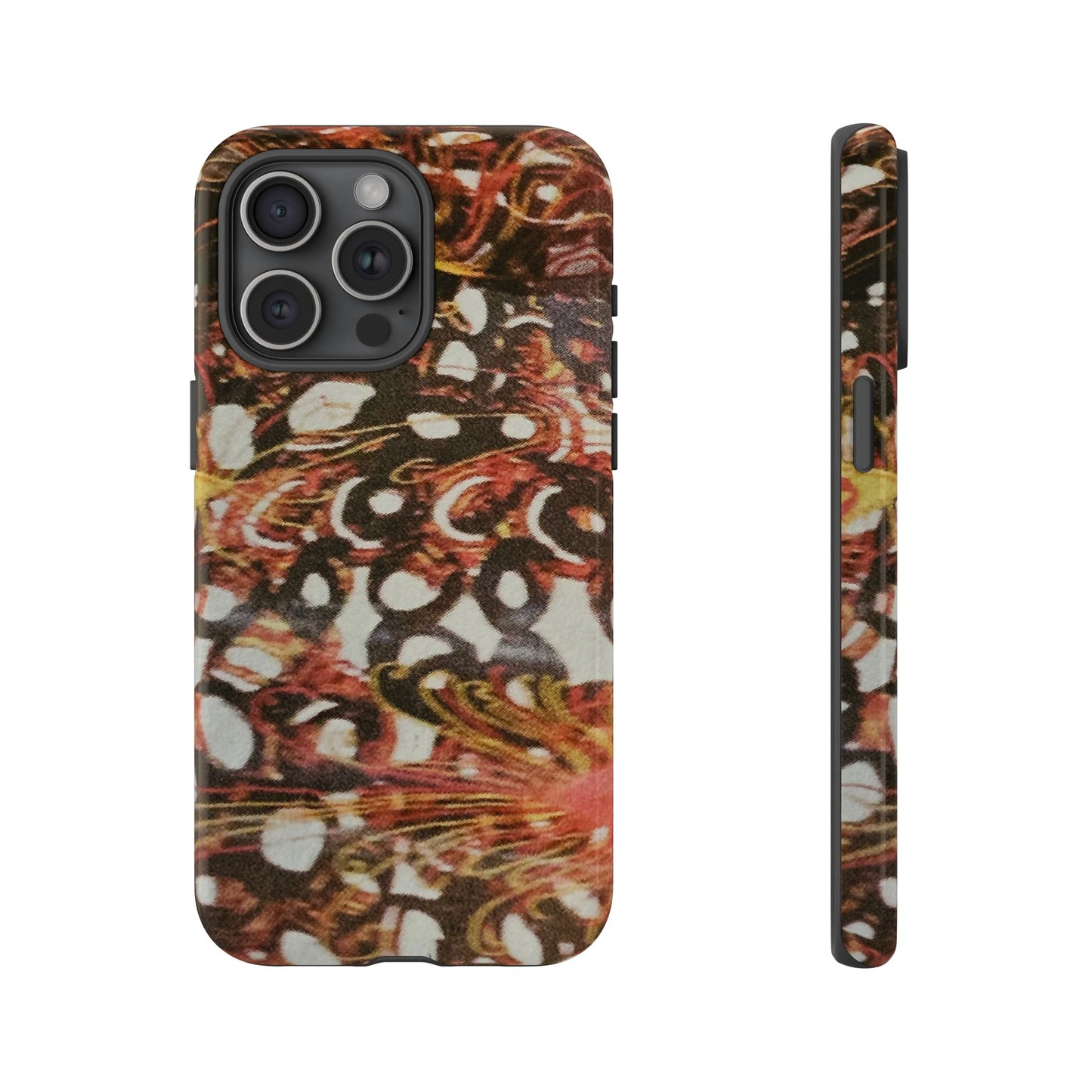 Phone Case - Textile Red Peacock-Like Design