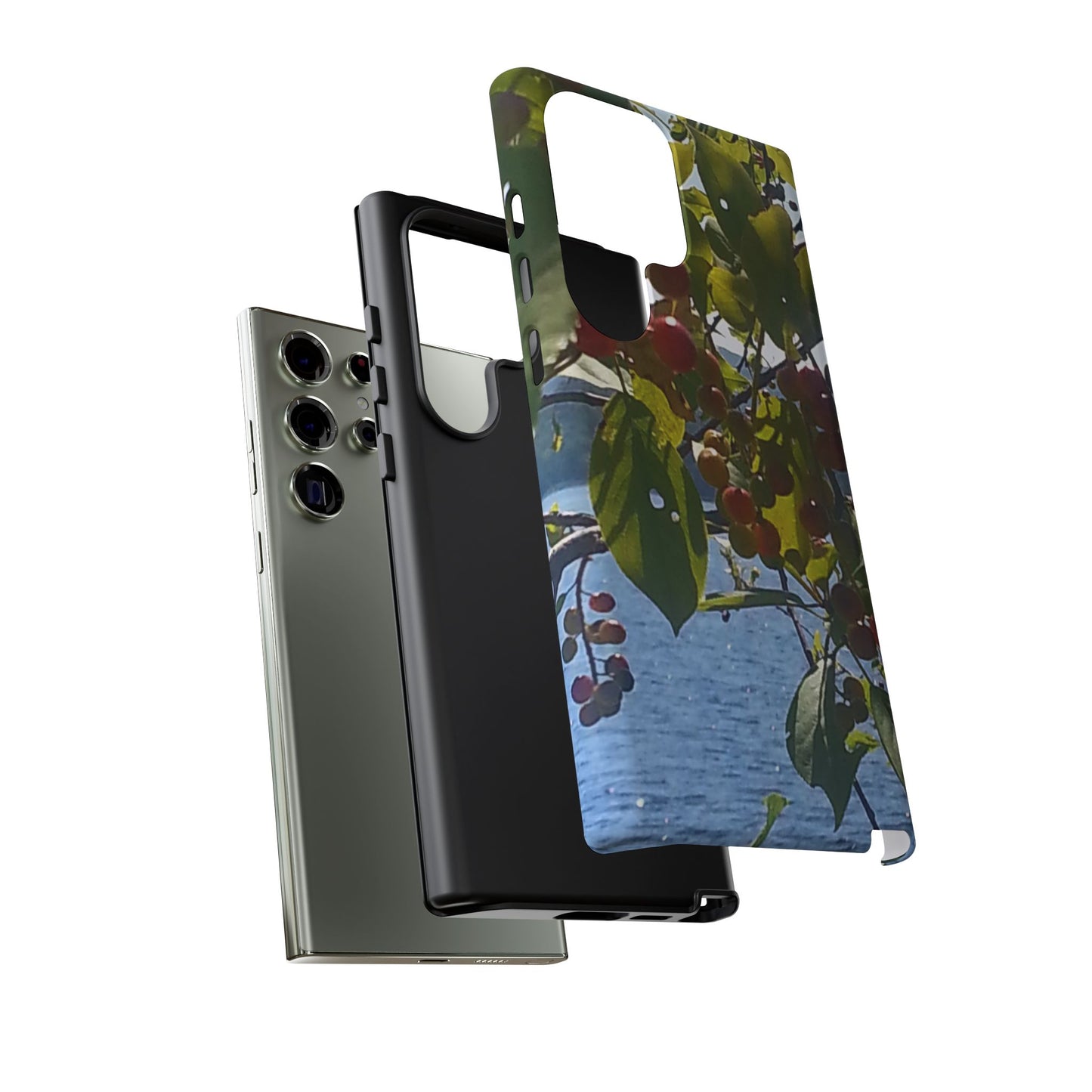 Phone Case - Nature-Inspired  - Vibrant Berry & Water Design