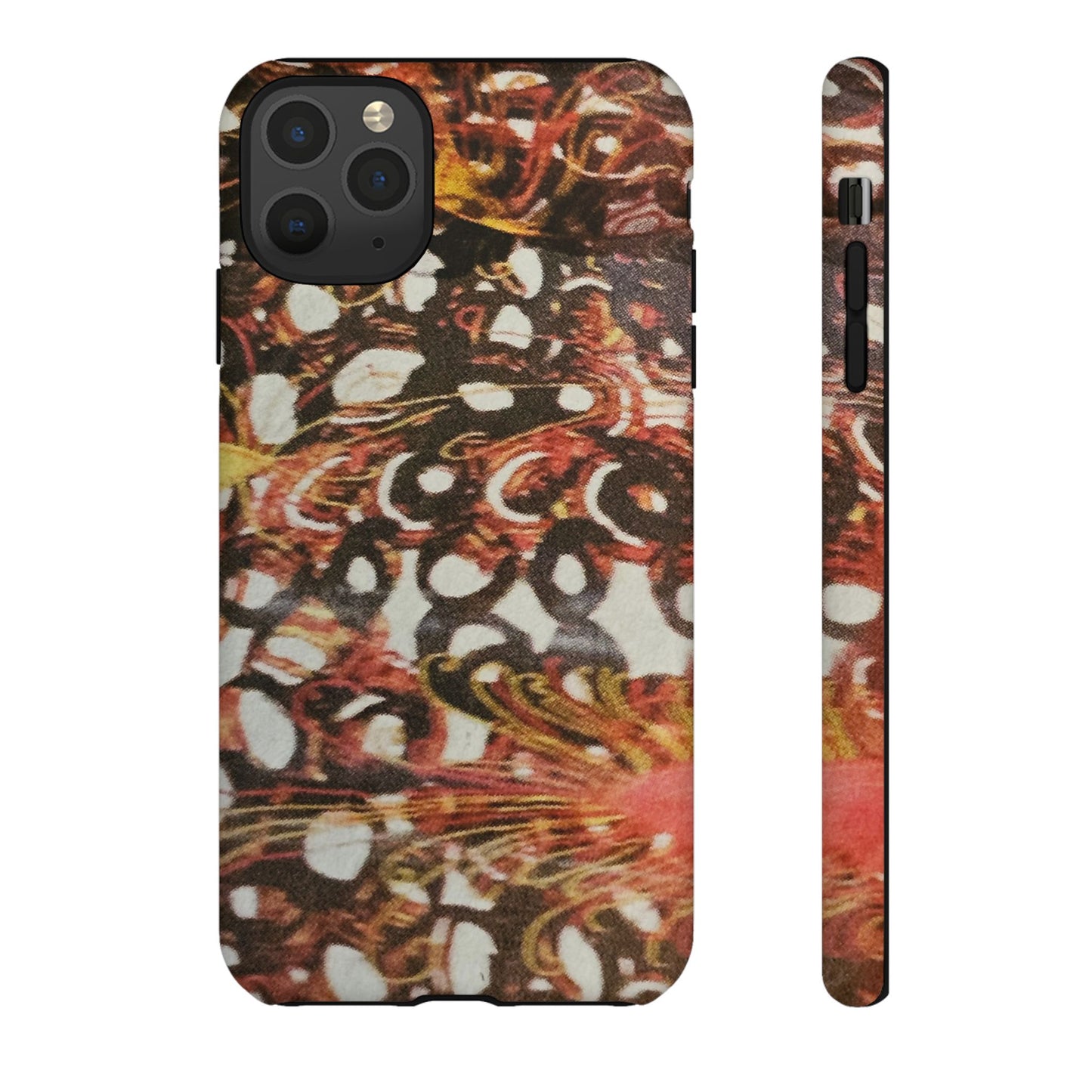 Phone Case - Textile Red Peacock-Like Design