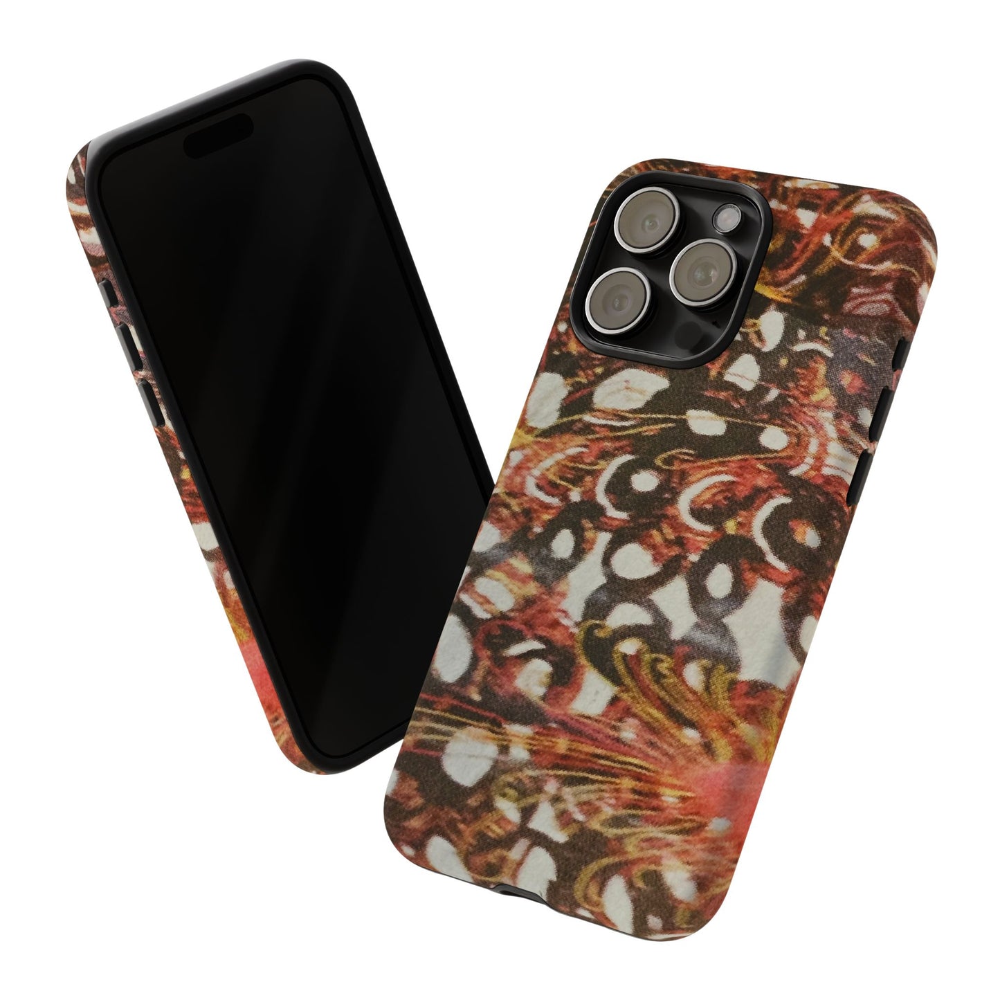 Phone Case - Textile Red Peacock-Like Design