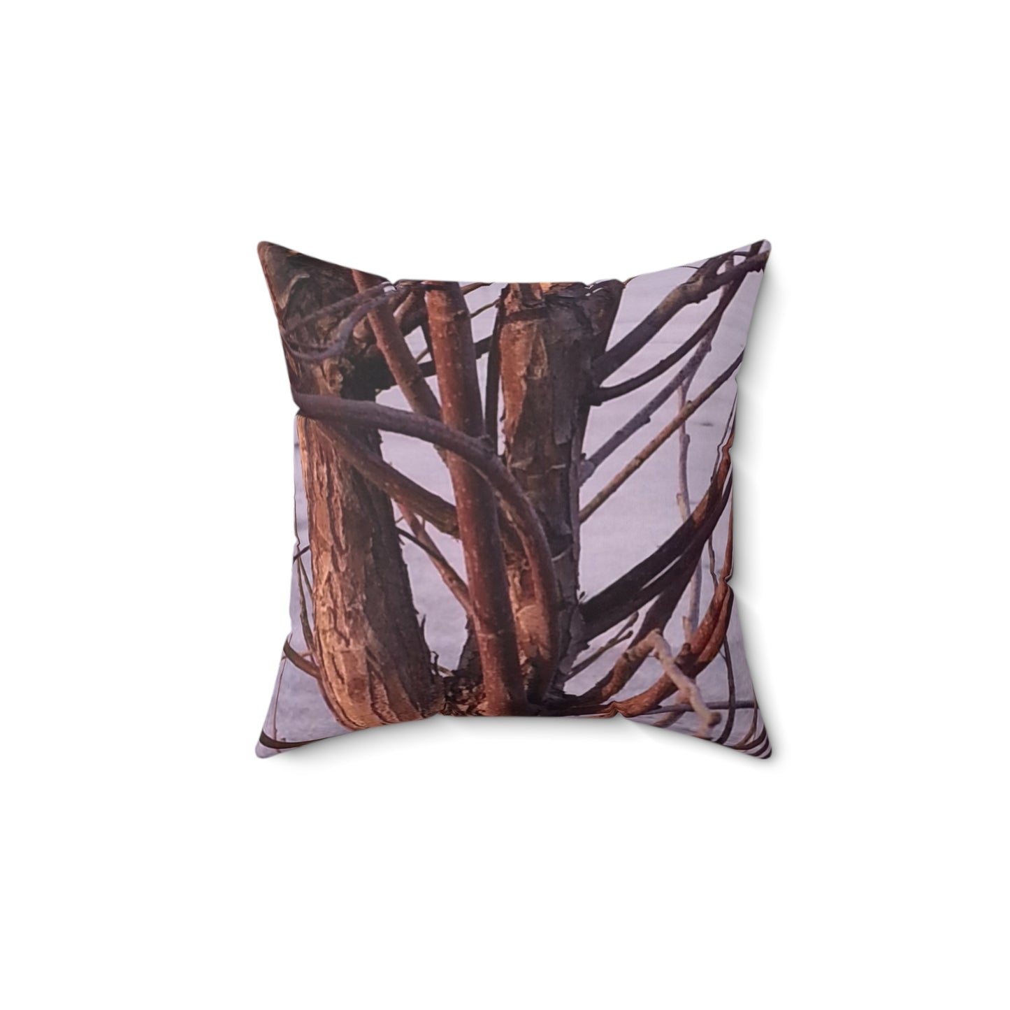 Nature-Inspired Decorative Square Pillow - #originalphotograph of winter branches