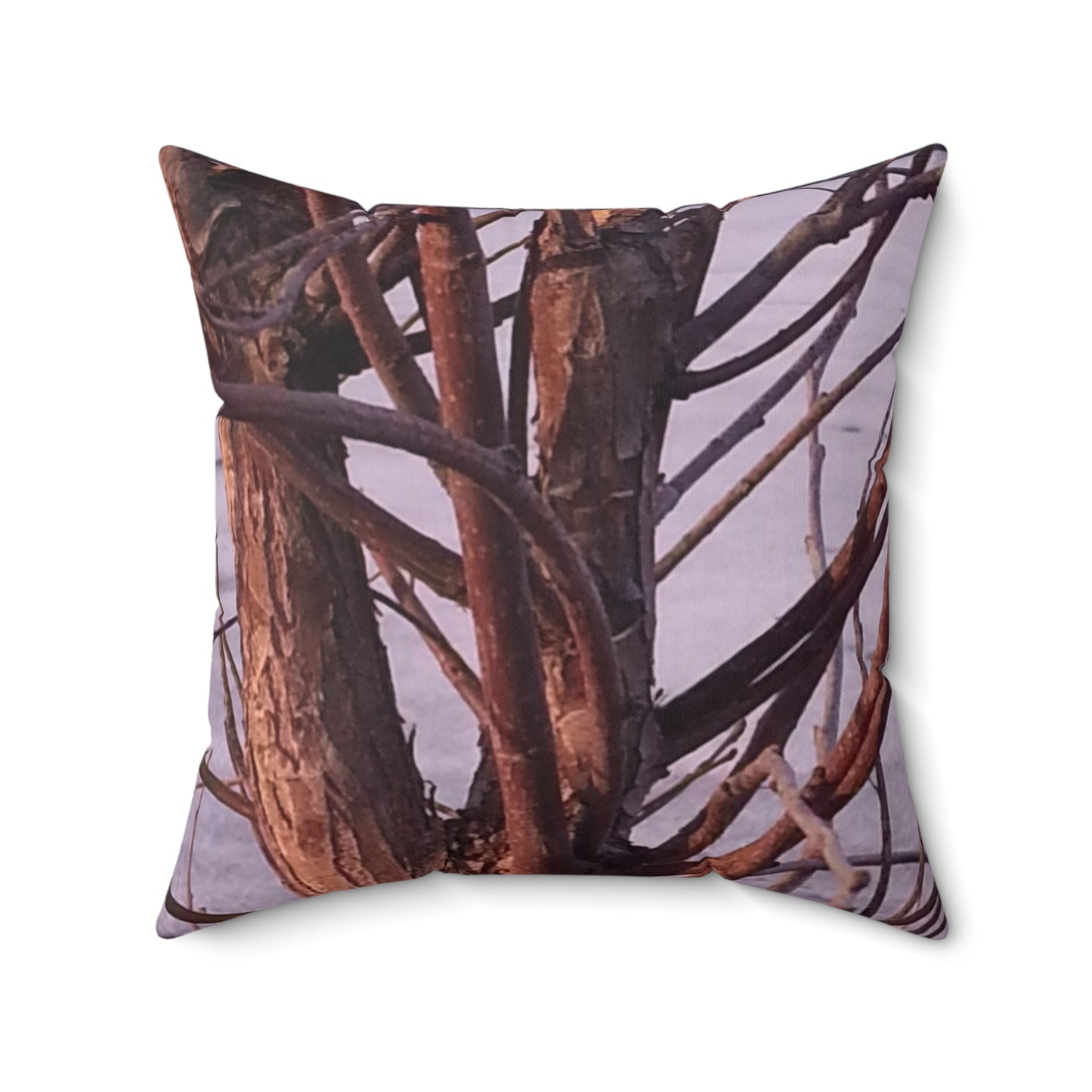 Nature-Inspired Decorative Square Pillow - #originalphotograph of winter branches