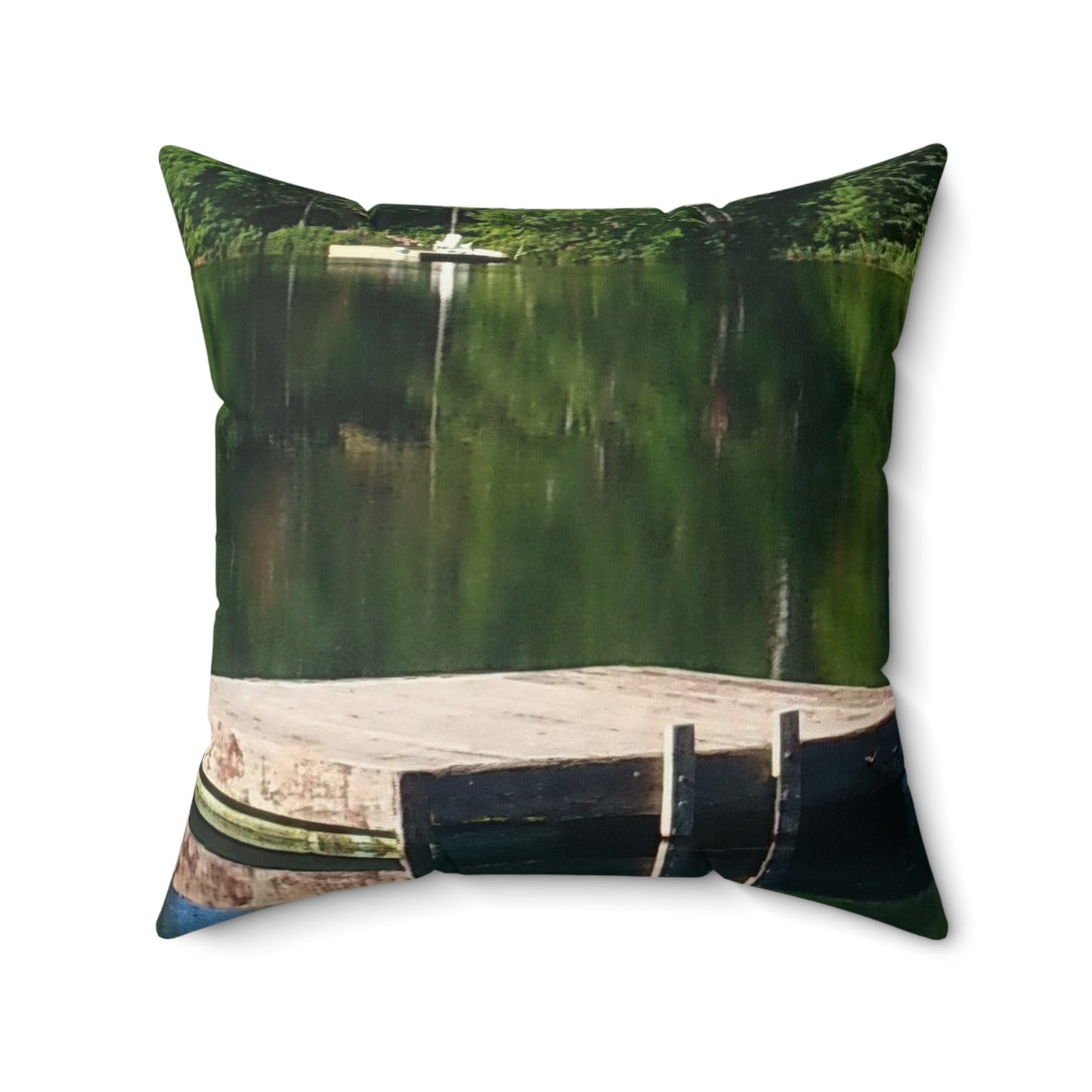 Nature-Inspired Decorative Square Pillow | Tranquil Water Reflection